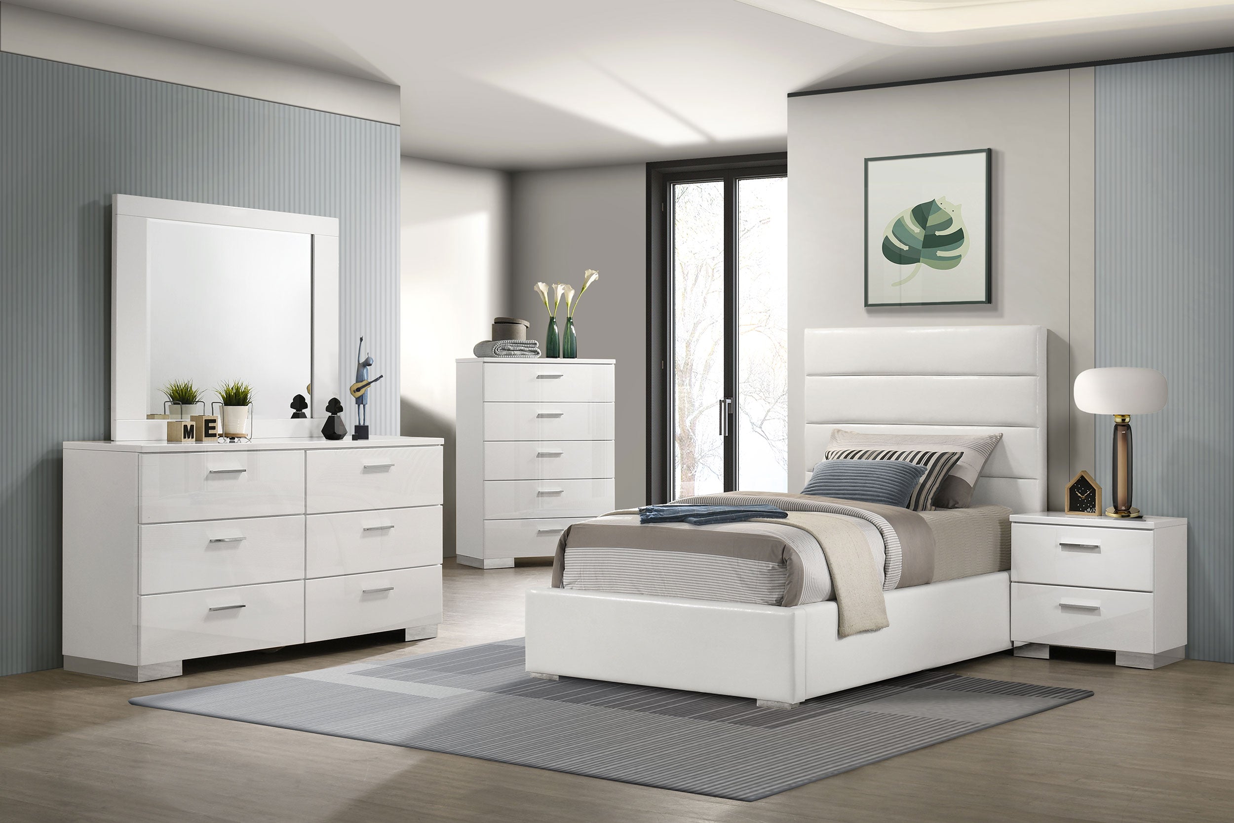 Felicity  Bedroom Set White High Gloss