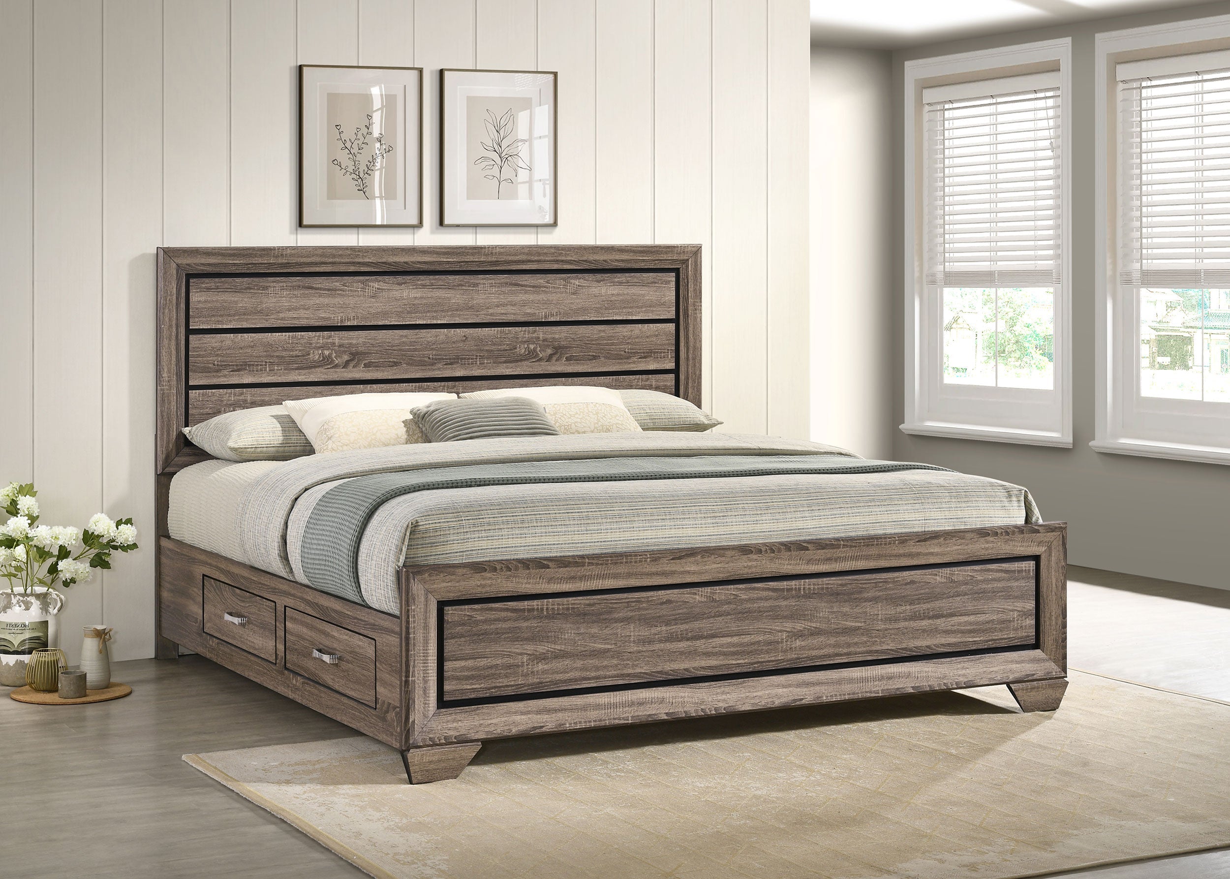 Kauffman Wood Panel Bed Dark Cocoa