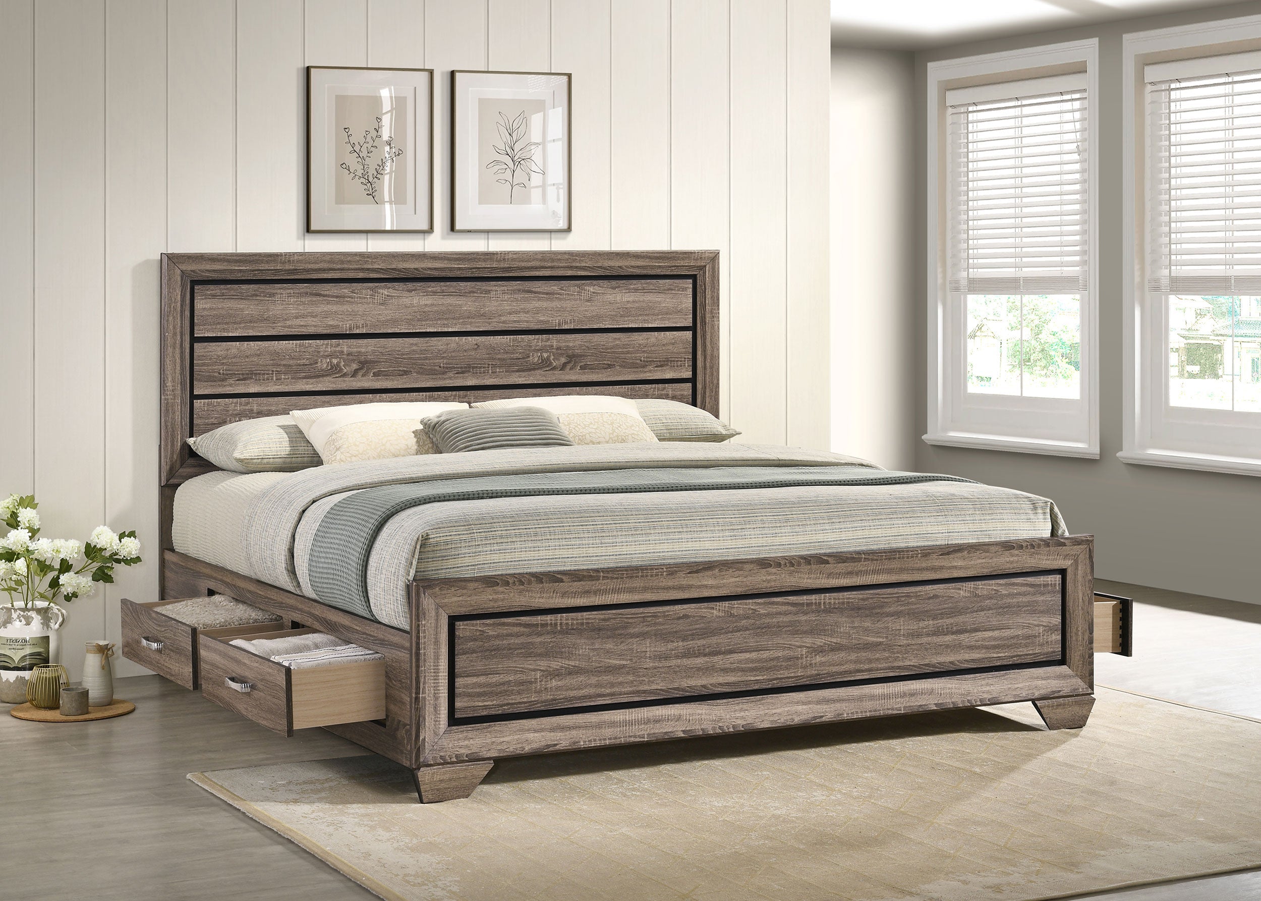 Kauffman Wood Panel Bed Dark Cocoa