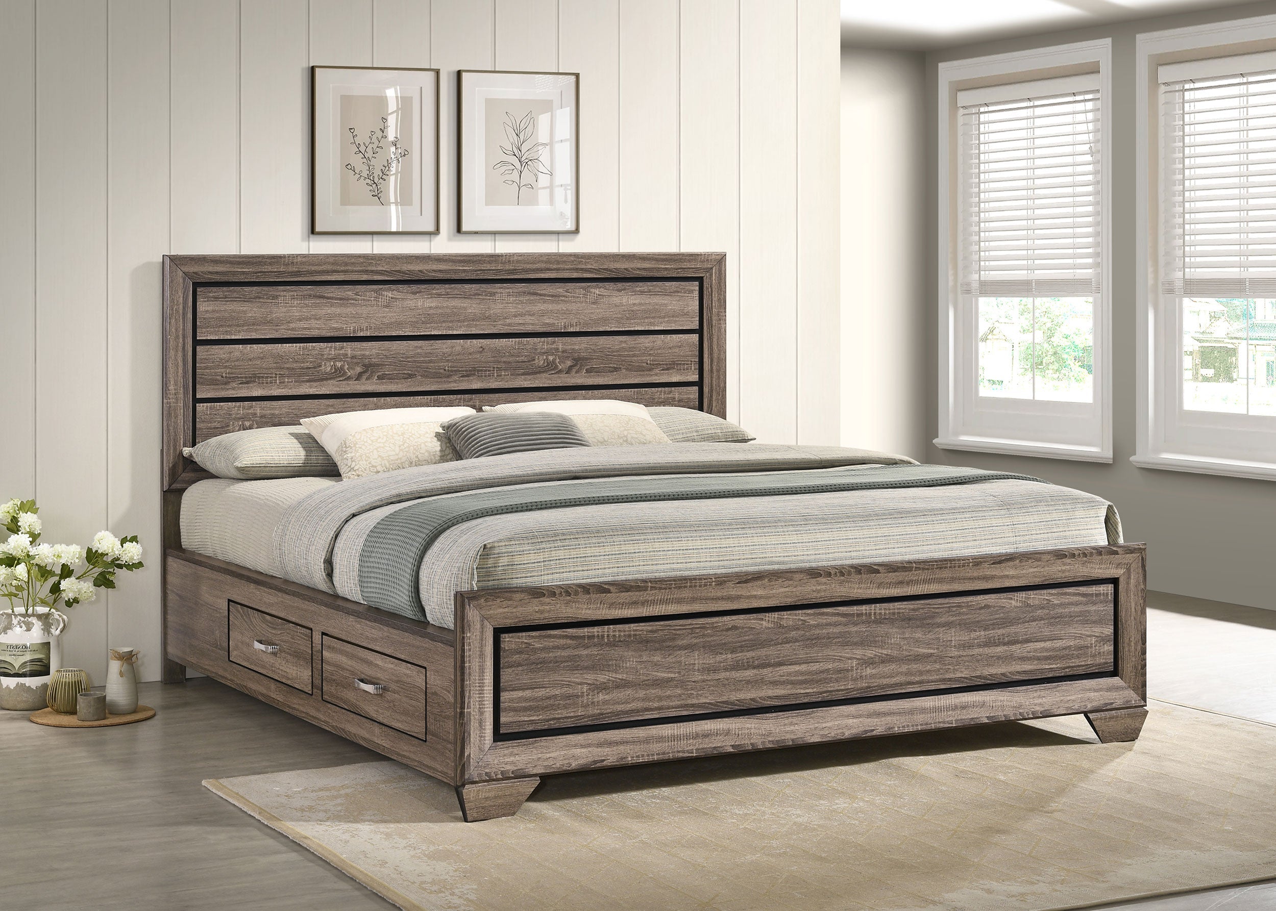 Kauffman Wood Panel Bed Dark Cocoa