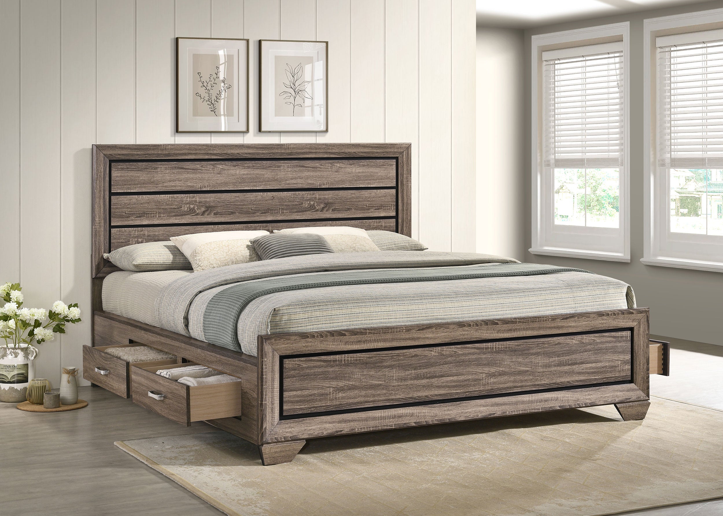 Kauffman Wood Panel Bed Dark Cocoa