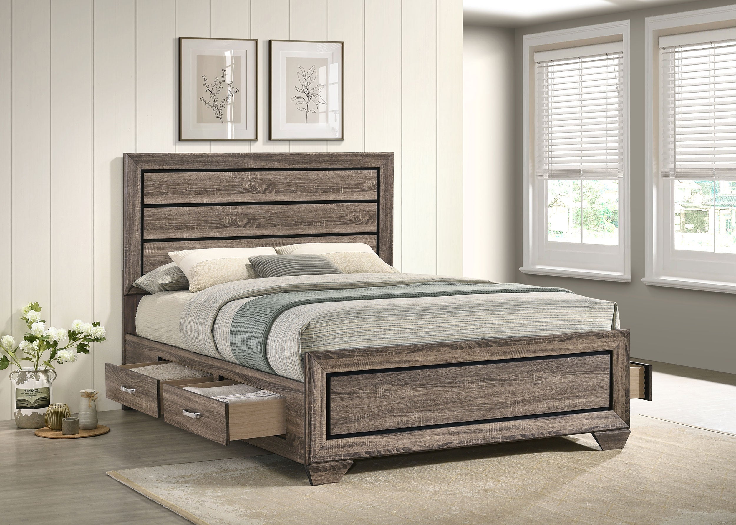 Kauffman Wood Panel Bed Dark Cocoa