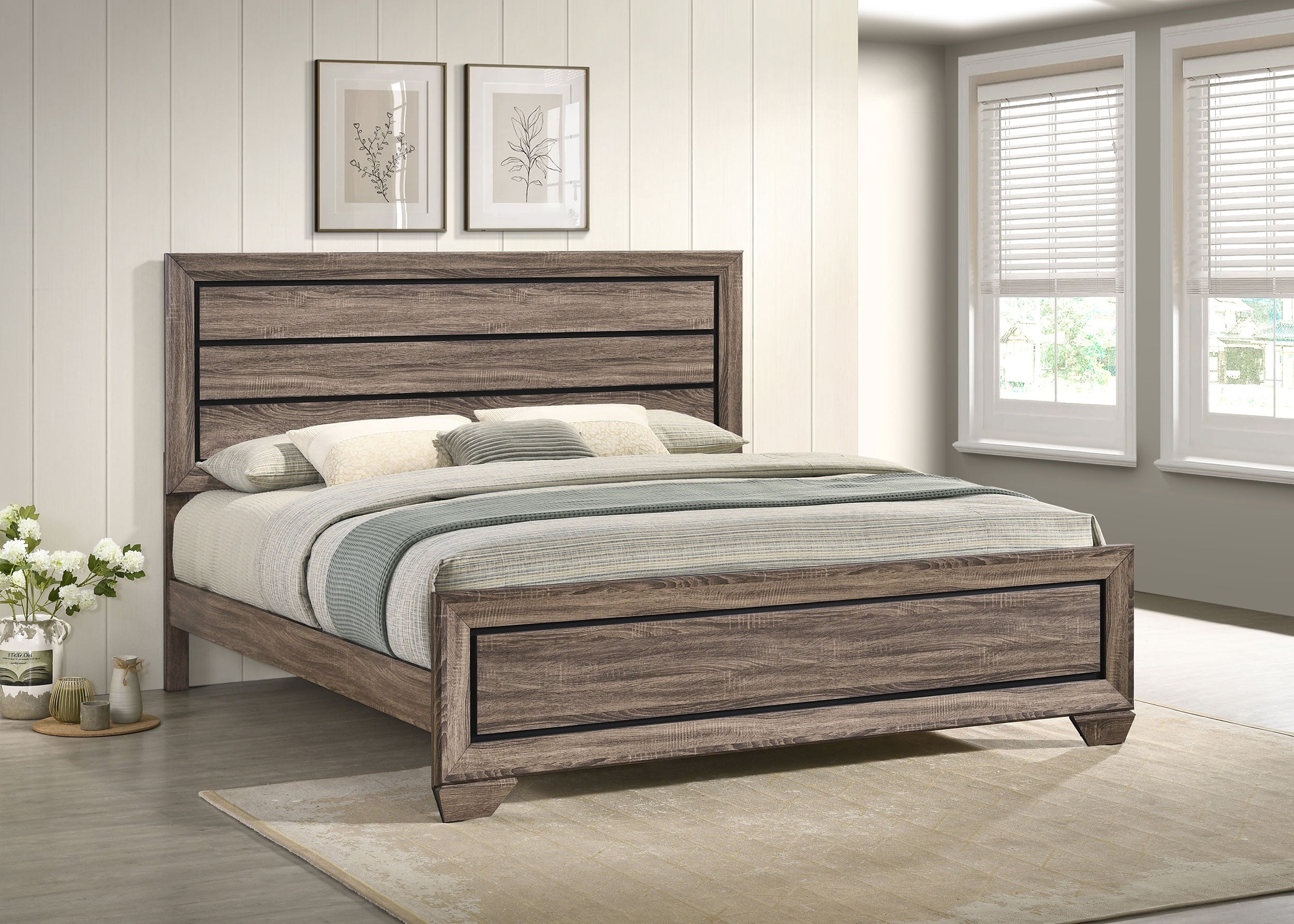 Kauffman Wood Panel Bed Dark Cocoa