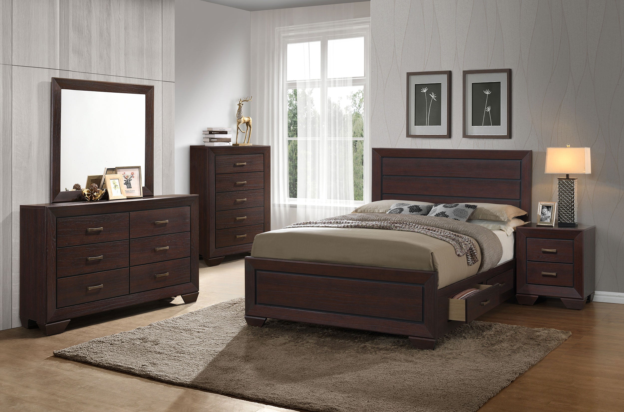Kauffman Bedroom Set Dark Cocoa