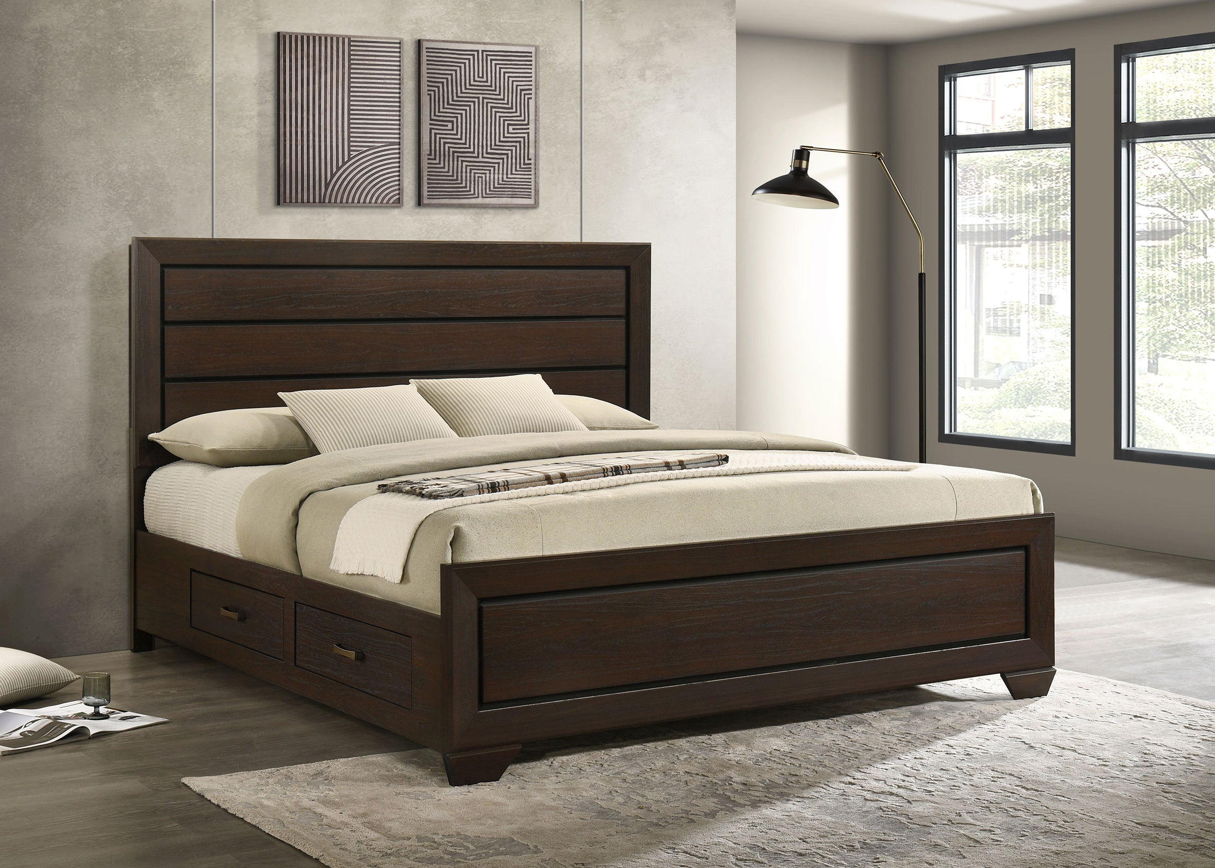 Kauffman Wood Panel Bed Dark Cocoa