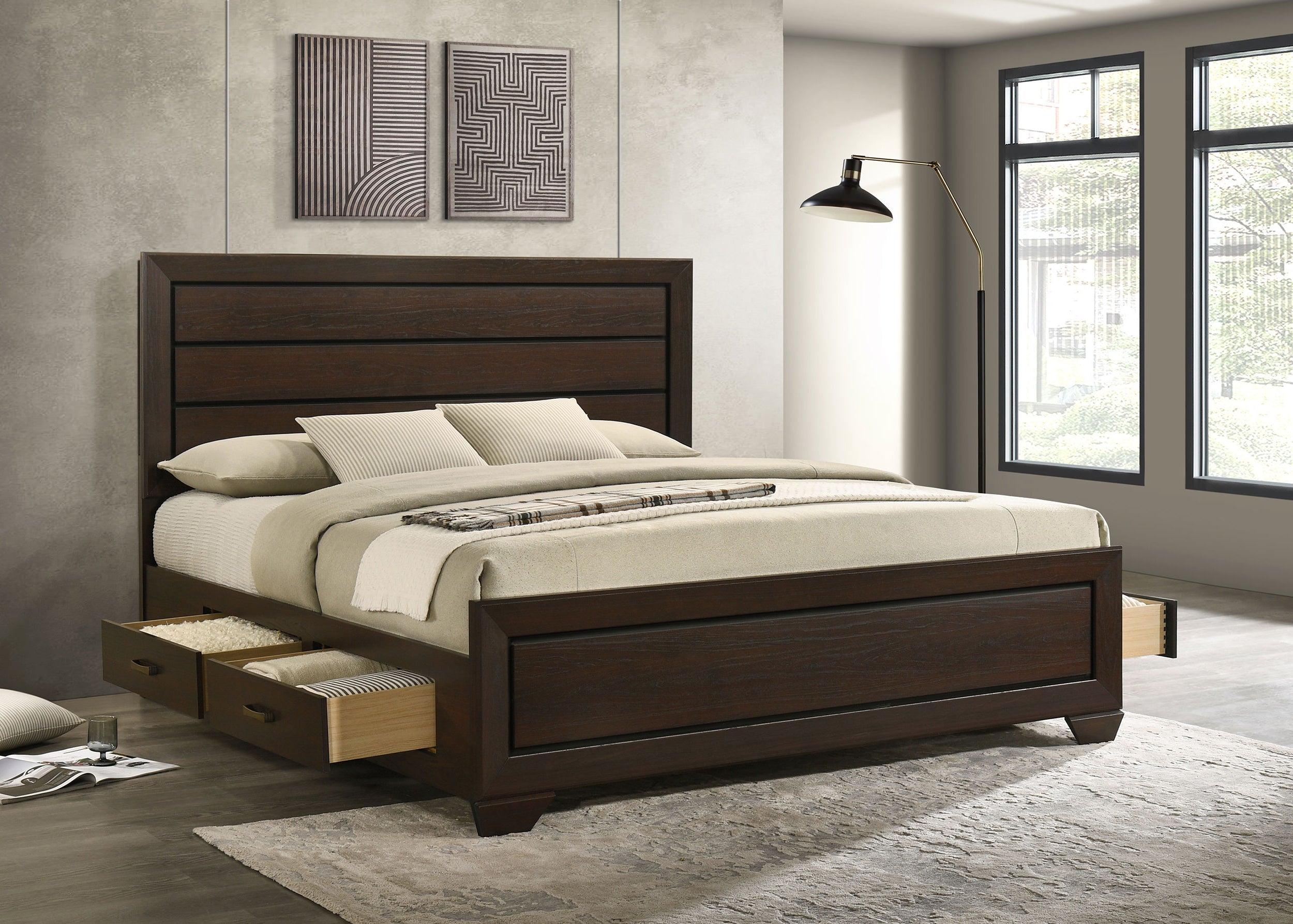 Kauffman Wood Panel Bed Dark Cocoa