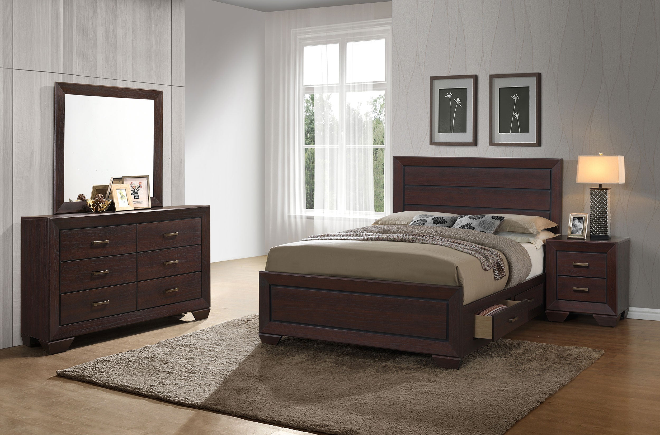 Kauffman Bedroom Set Dark Cocoa