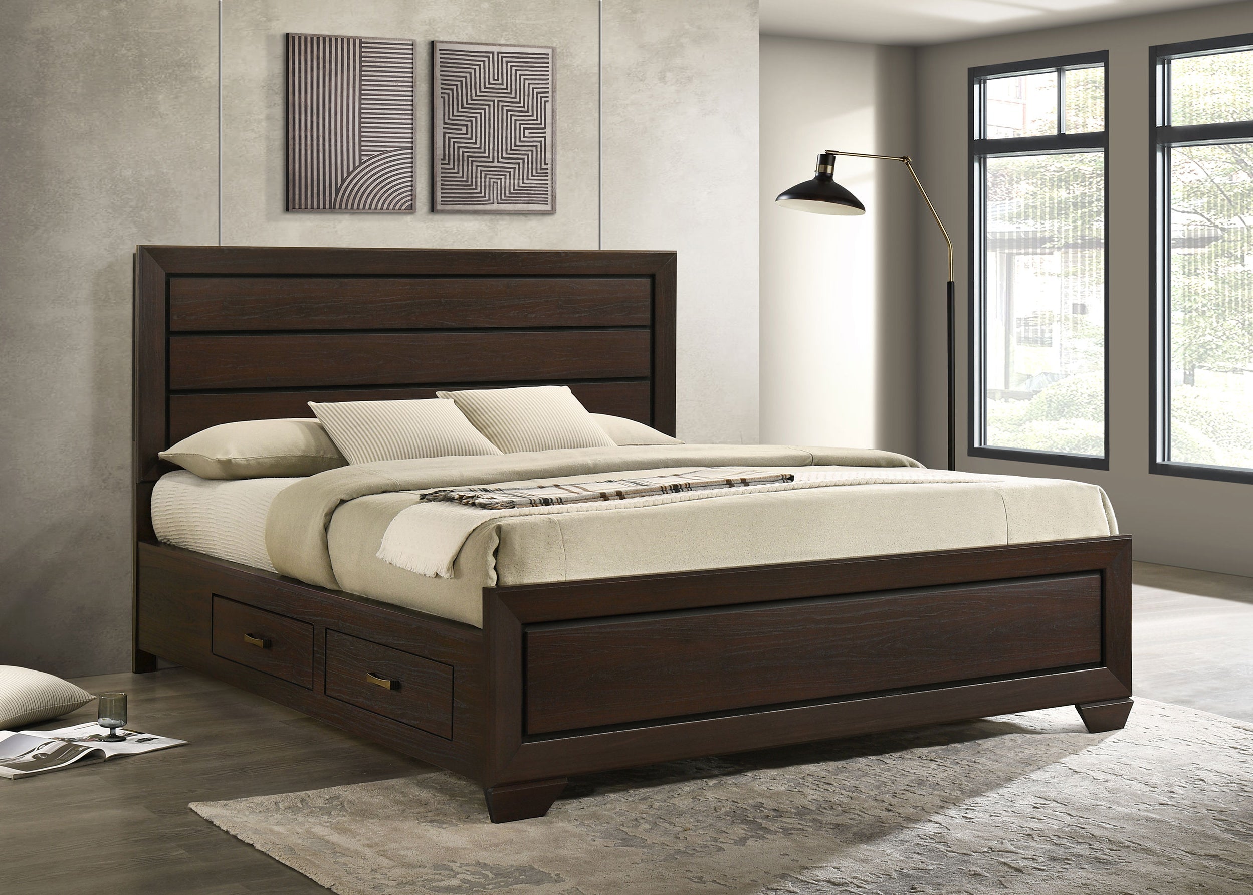Kauffman Wood Panel Bed Dark Cocoa