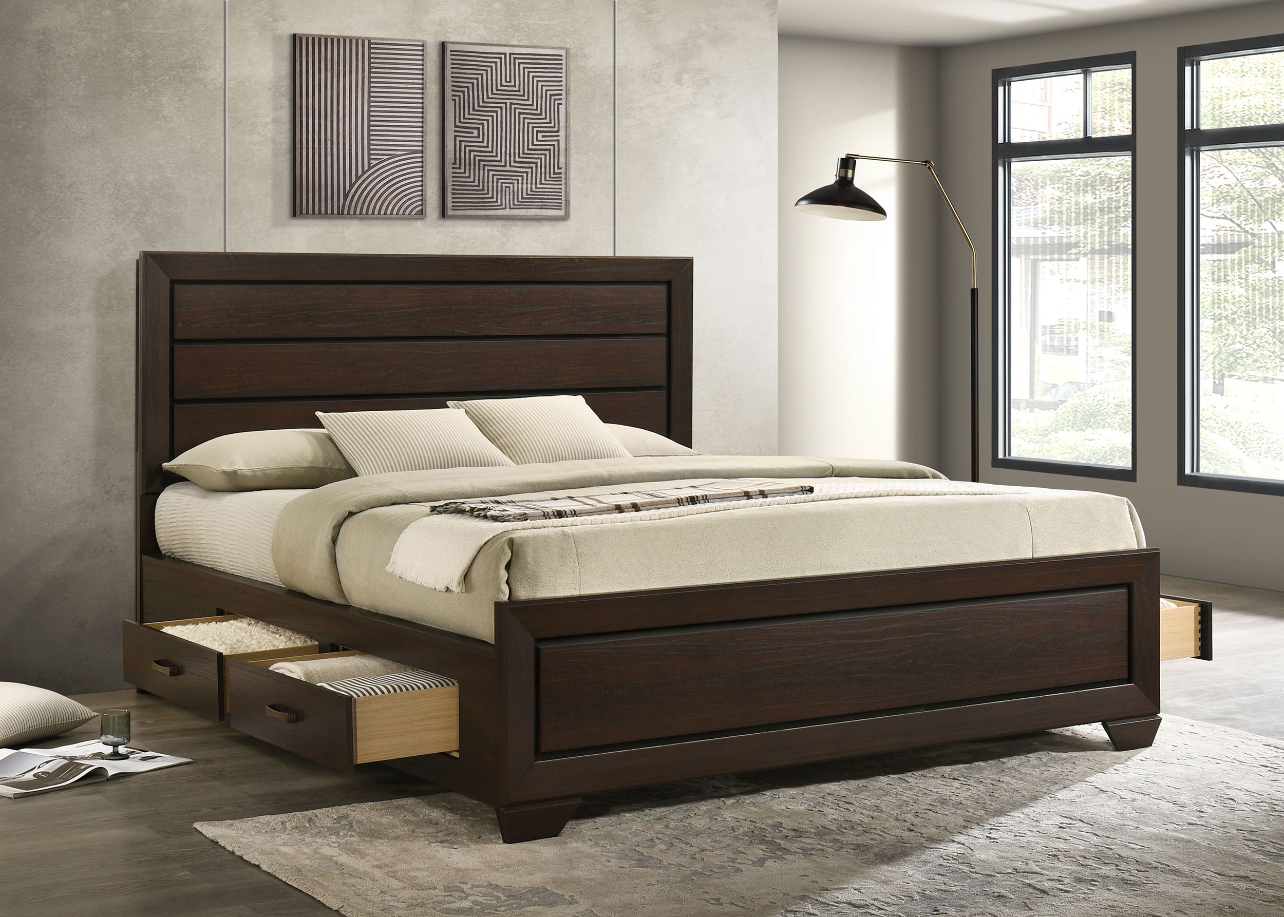 Kauffman Wood Panel Bed Dark Cocoa