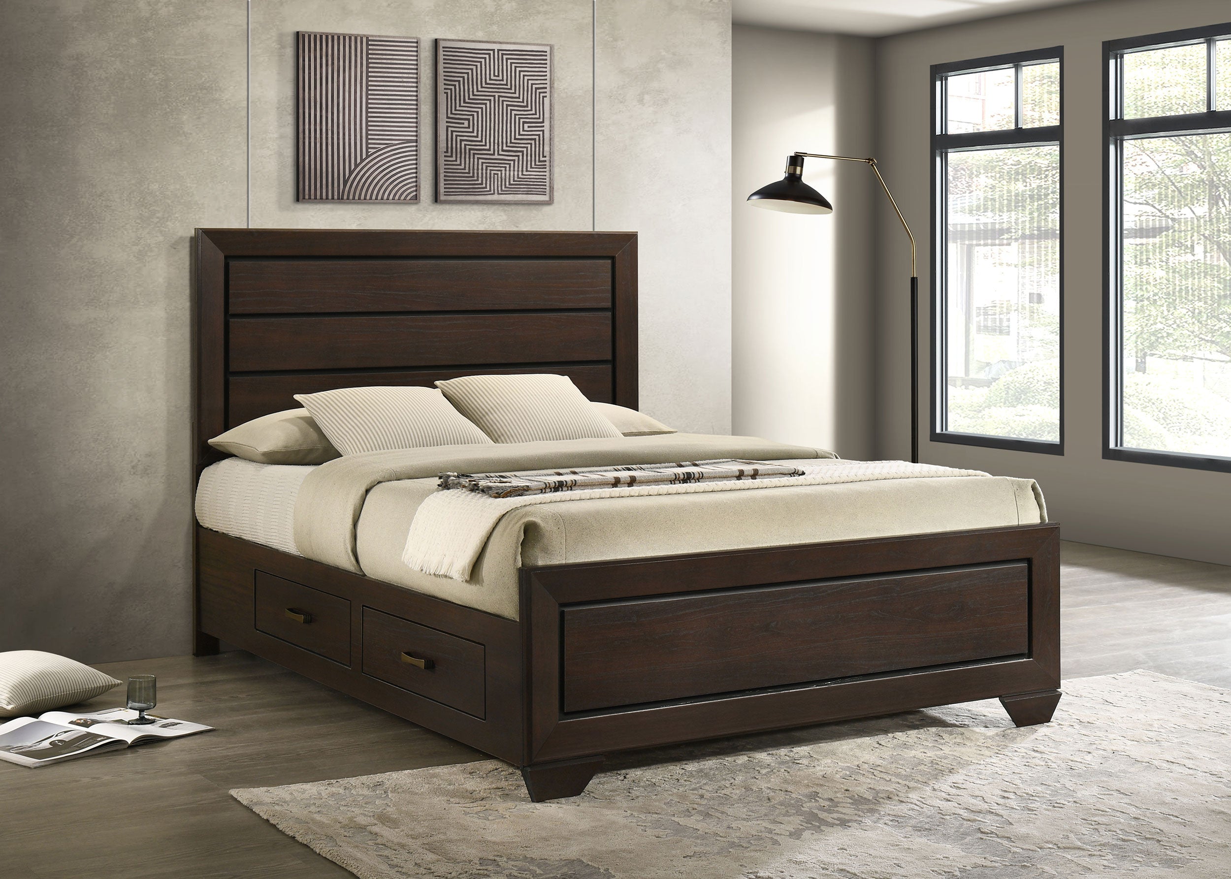 Kauffman Wood Panel Bed Dark Cocoa
