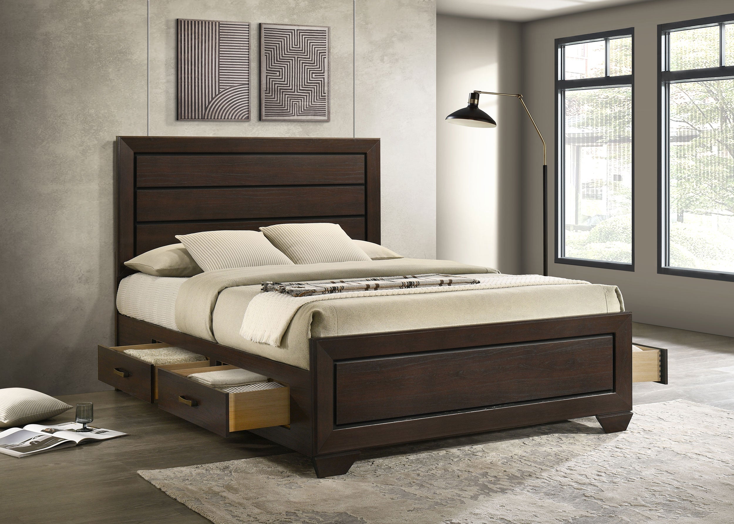Kauffman Wood Panel Bed Dark Cocoa