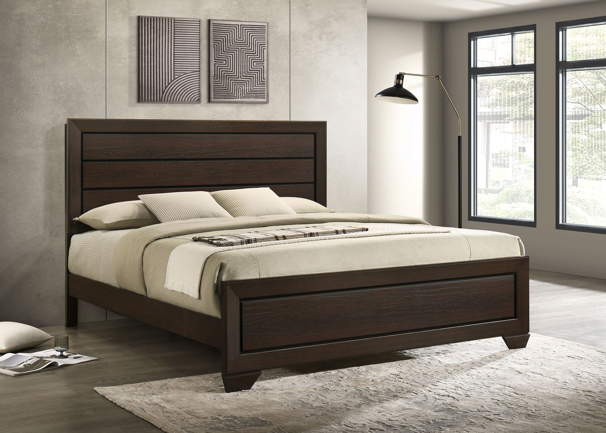 Kauffman Wood Panel Bed Dark Cocoa