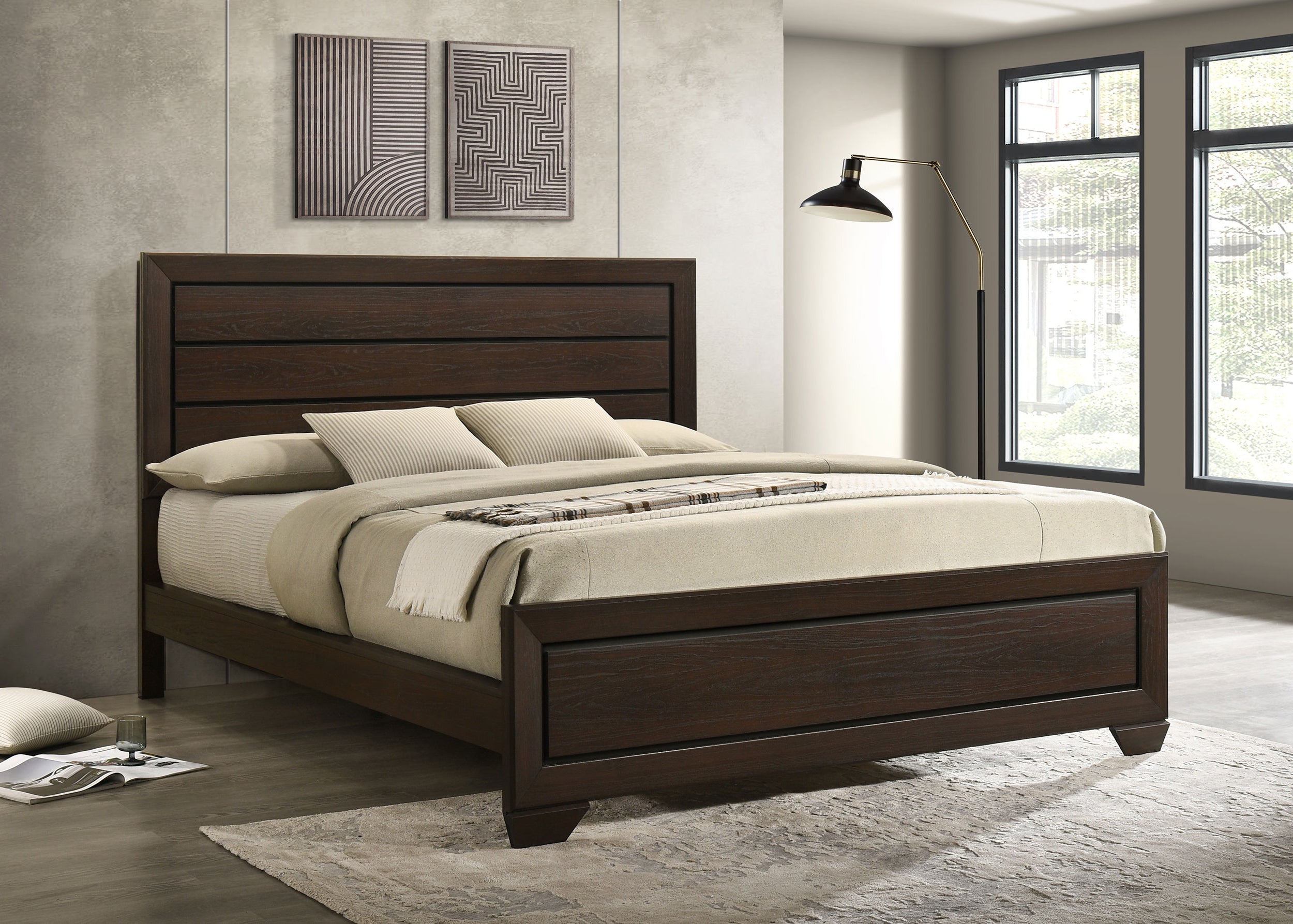 Kauffman Wood Panel Bed Dark Cocoa
