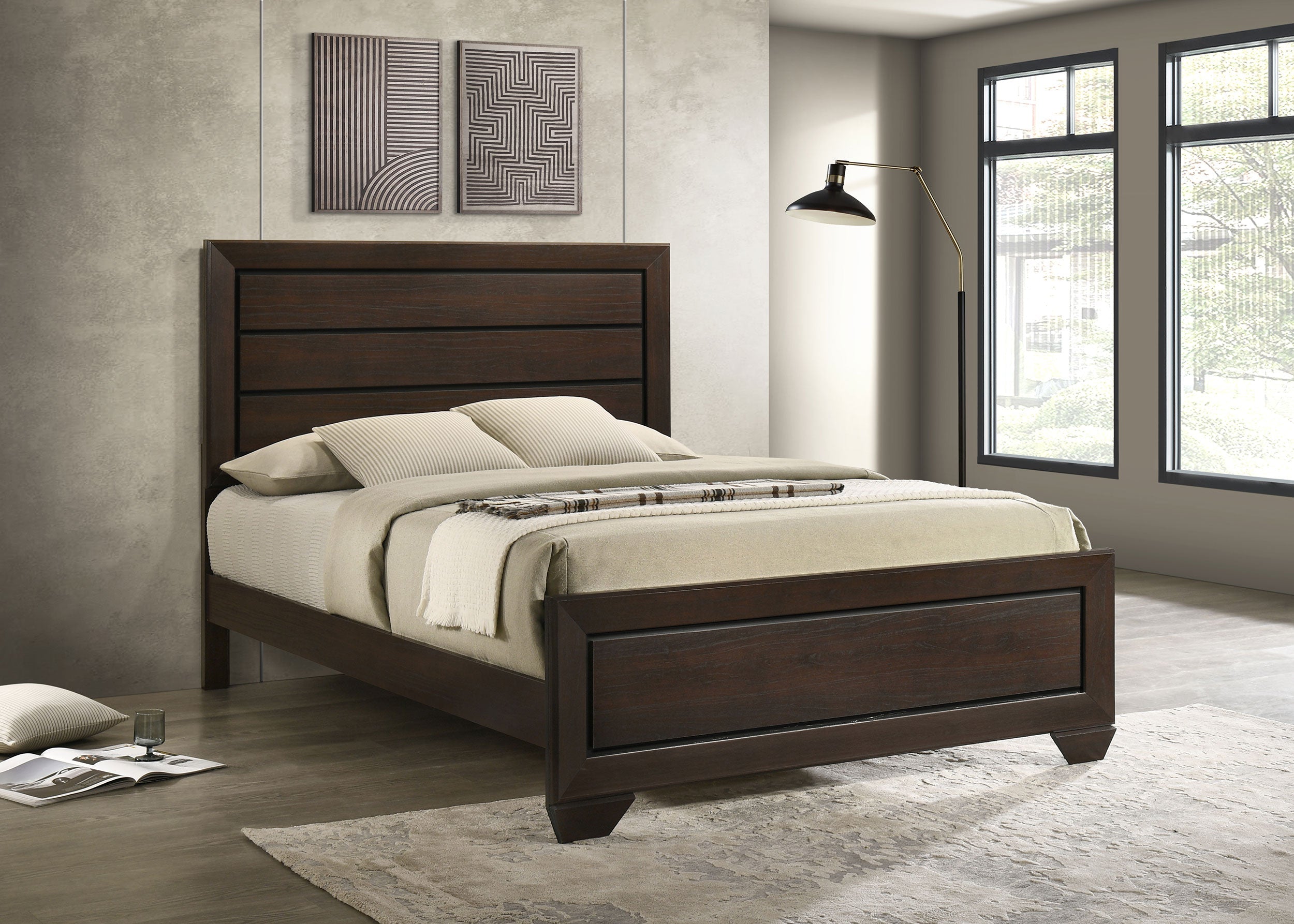 Kauffman Wood Panel Bed Dark Cocoa