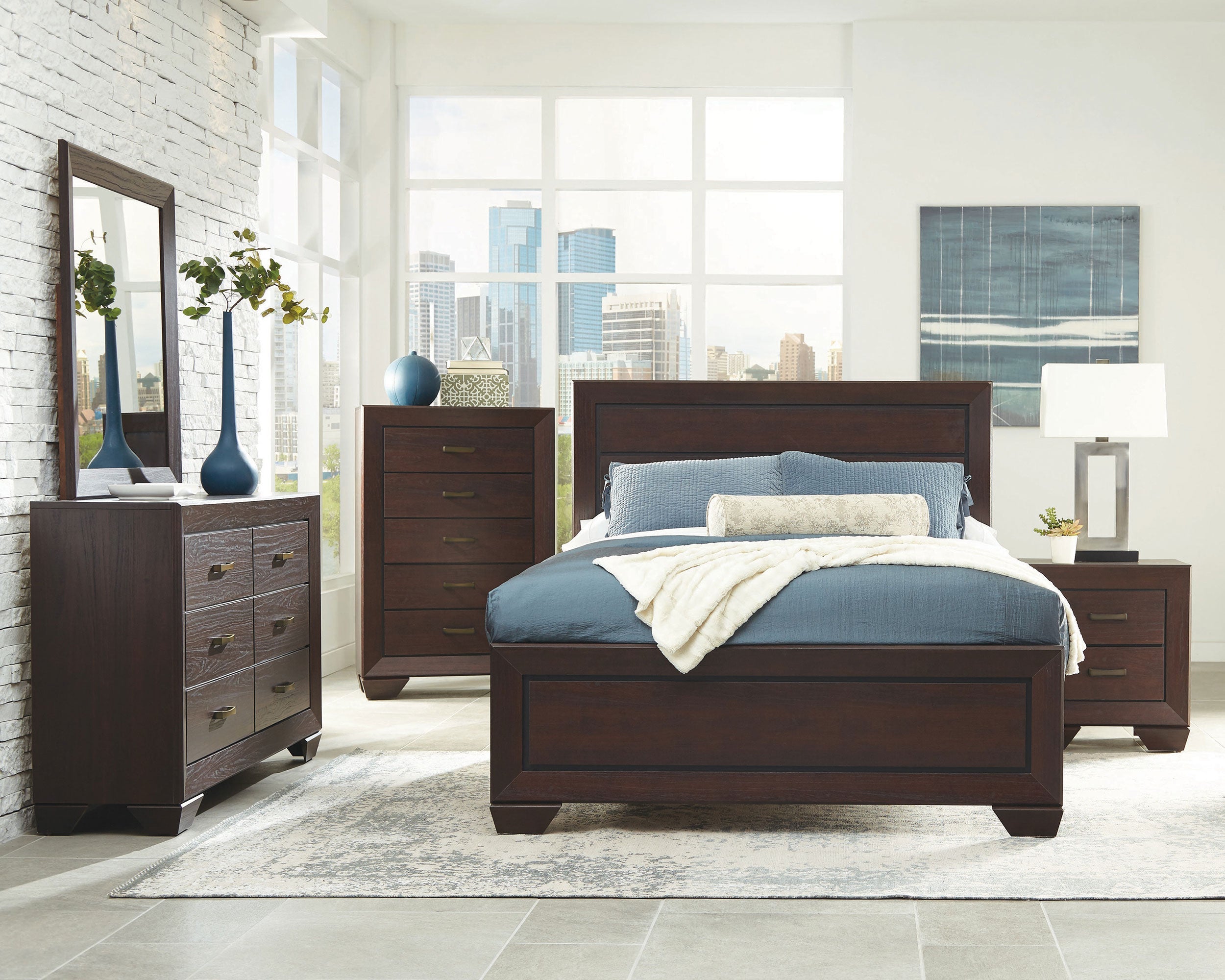 Kauffman Wood Panel Bed Dark Cocoa