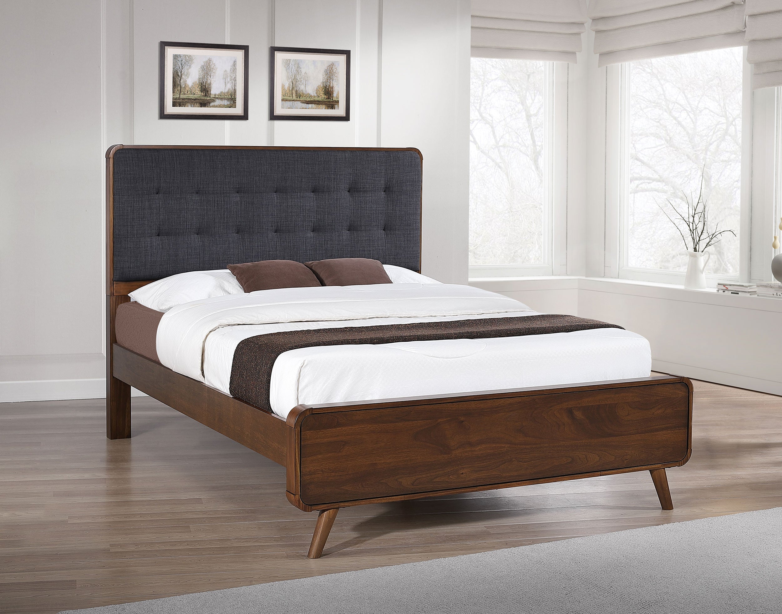 Robyn Wood Platform Bed Dark Walnut
