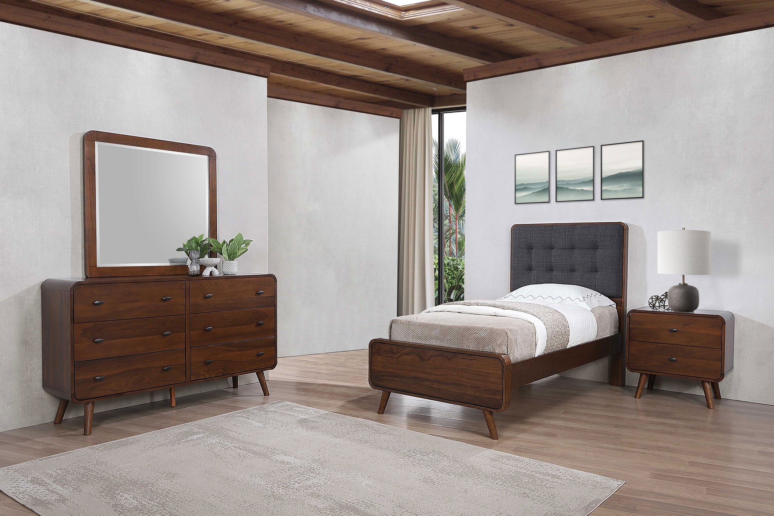 Robyn Bedroom Set Dark Walnut