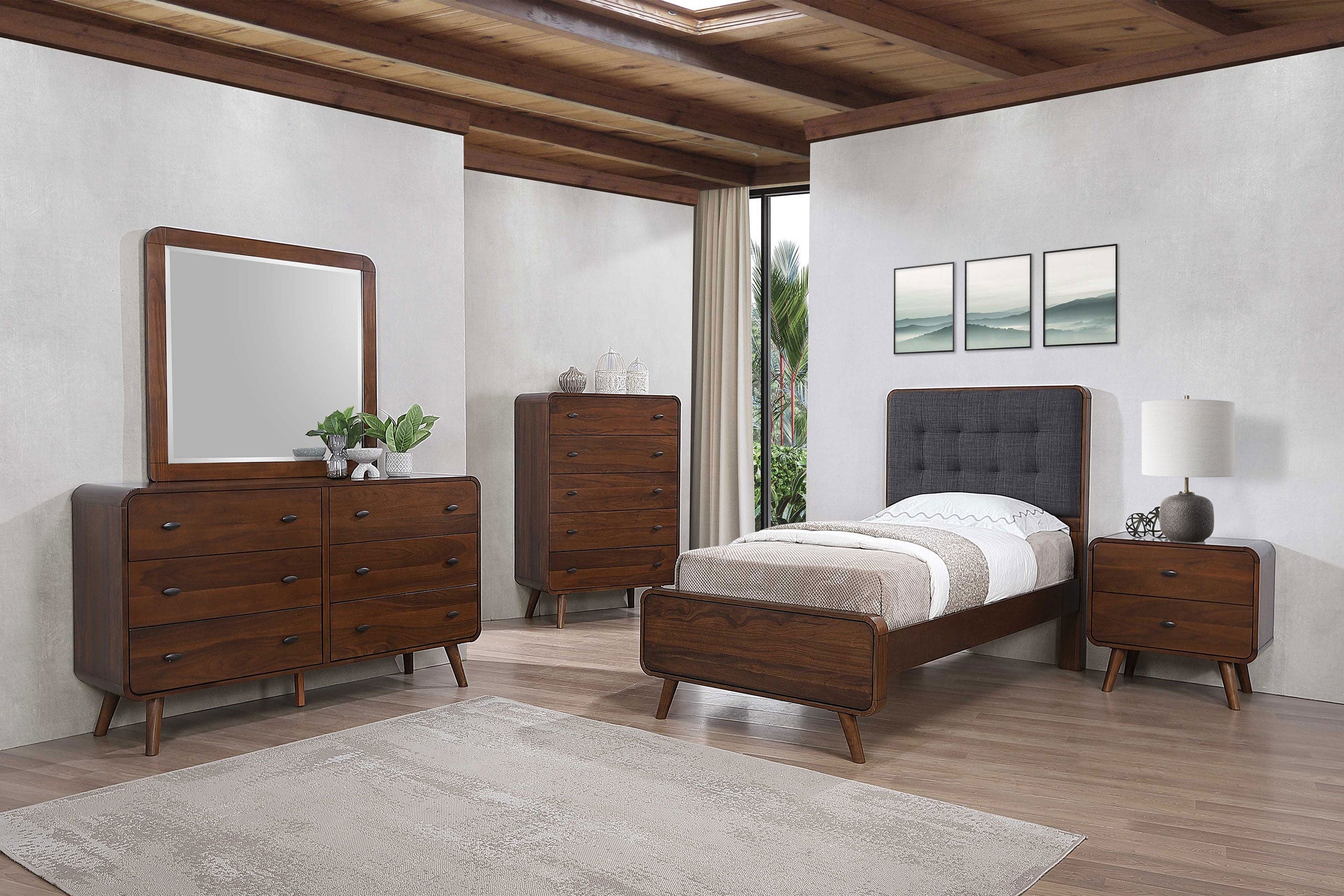 Robyn Bedroom Set Dark Walnut