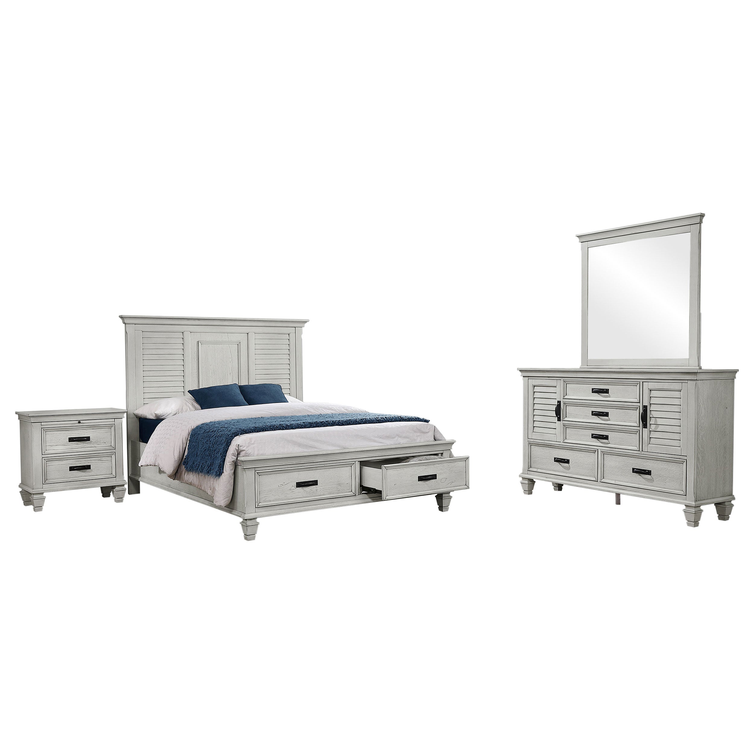 Franco   Bedroom Set Distressed White