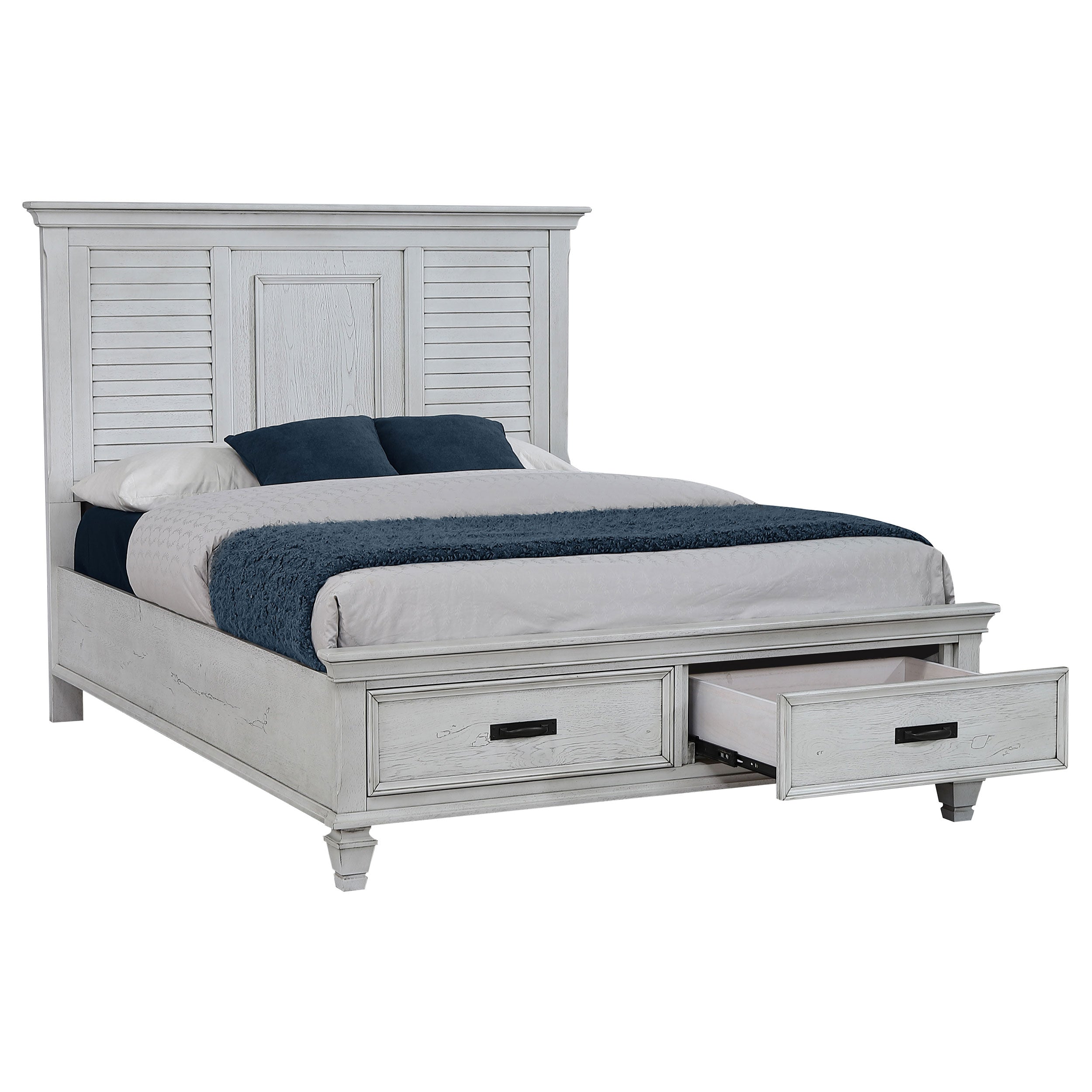 Franco Wood  Panel Bed Distressed White