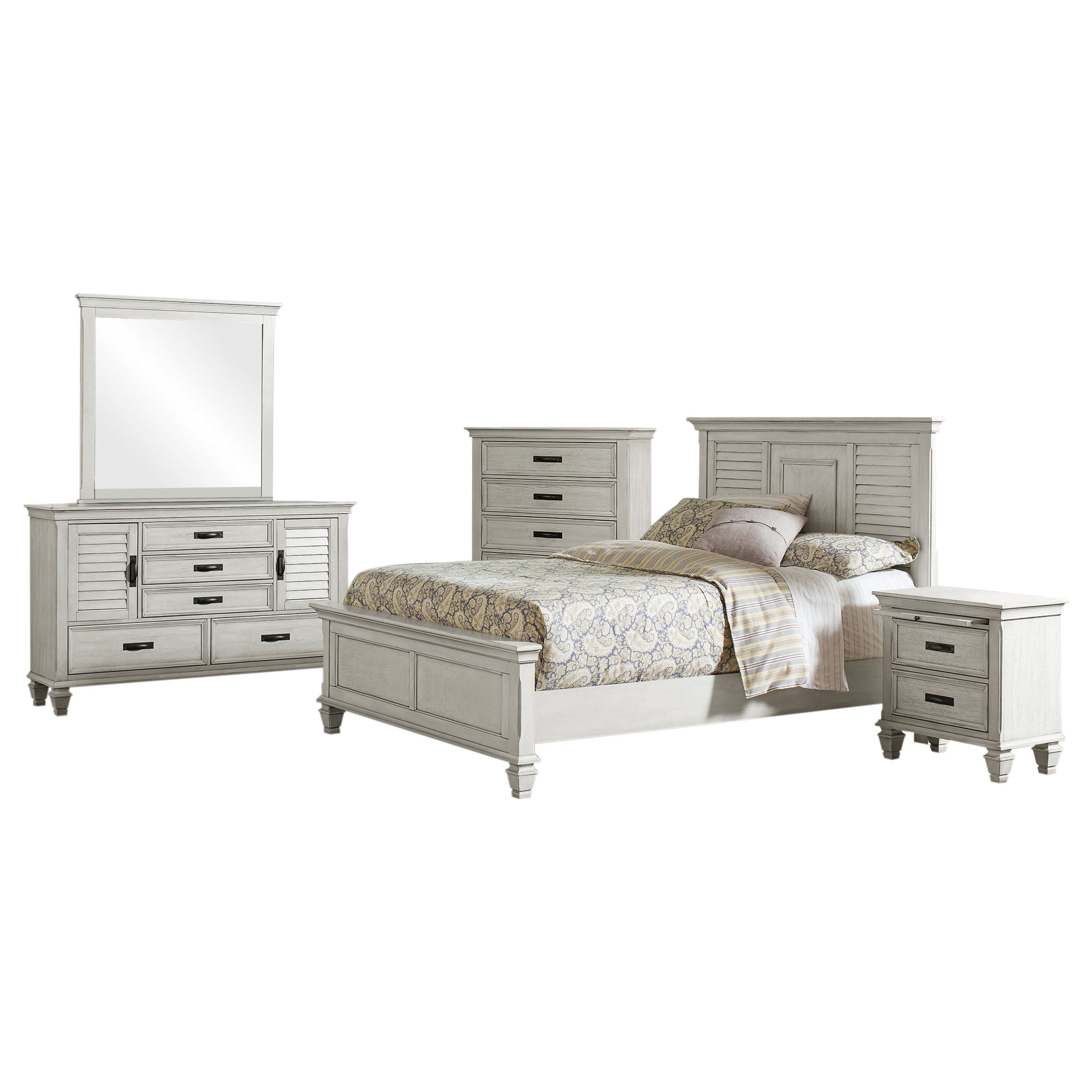 Franco   Bedroom Set Distressed White