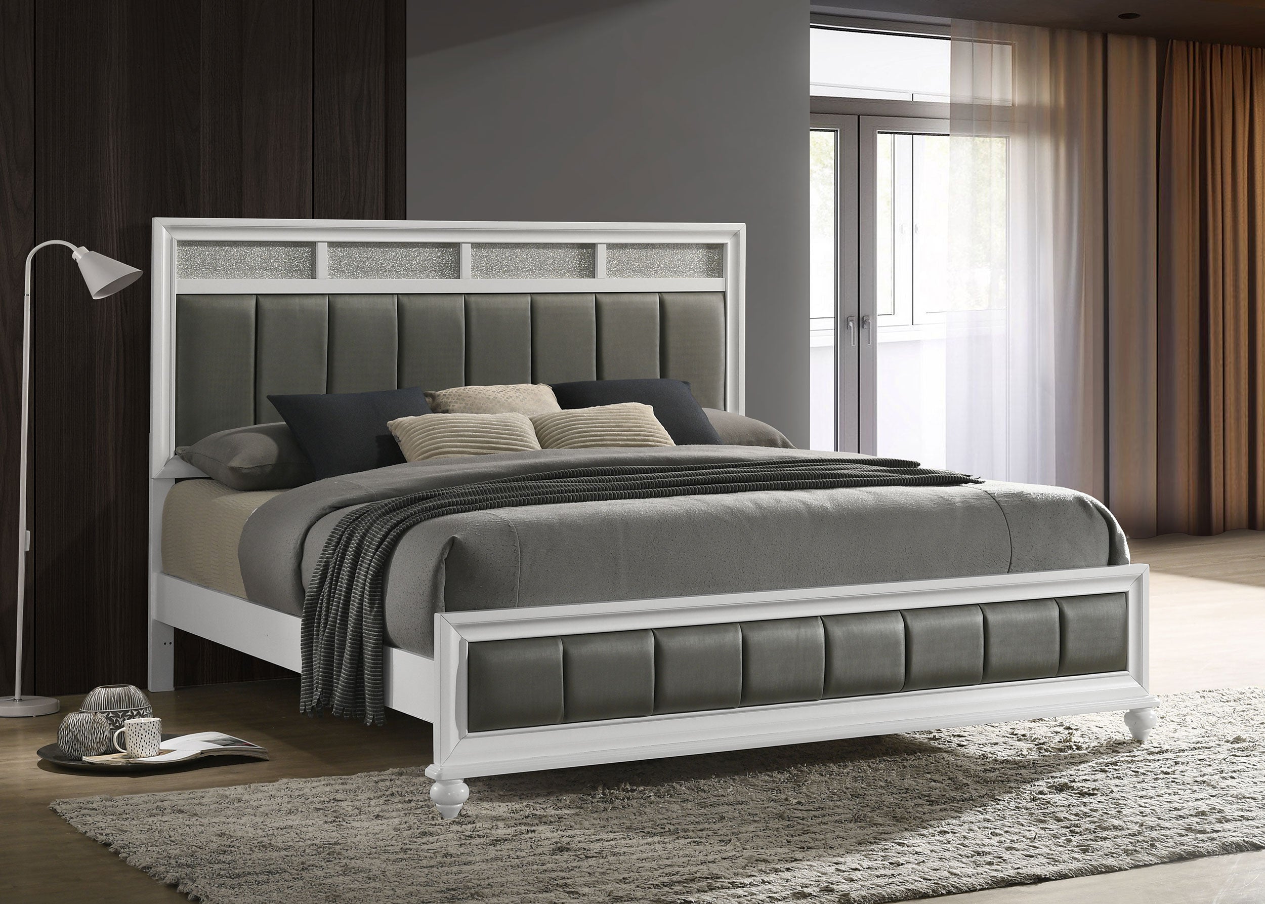 Barzini Wood  Panel Bed White