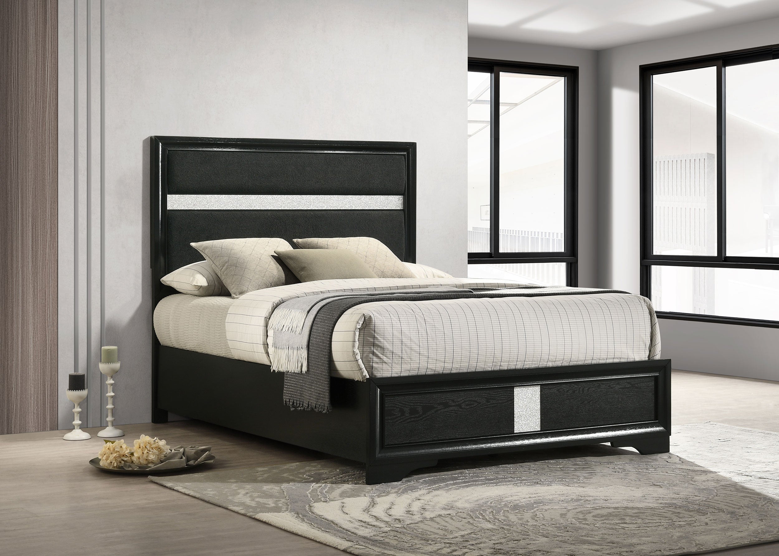 Miranda 51-inch Wood Storage Panel Bed Black