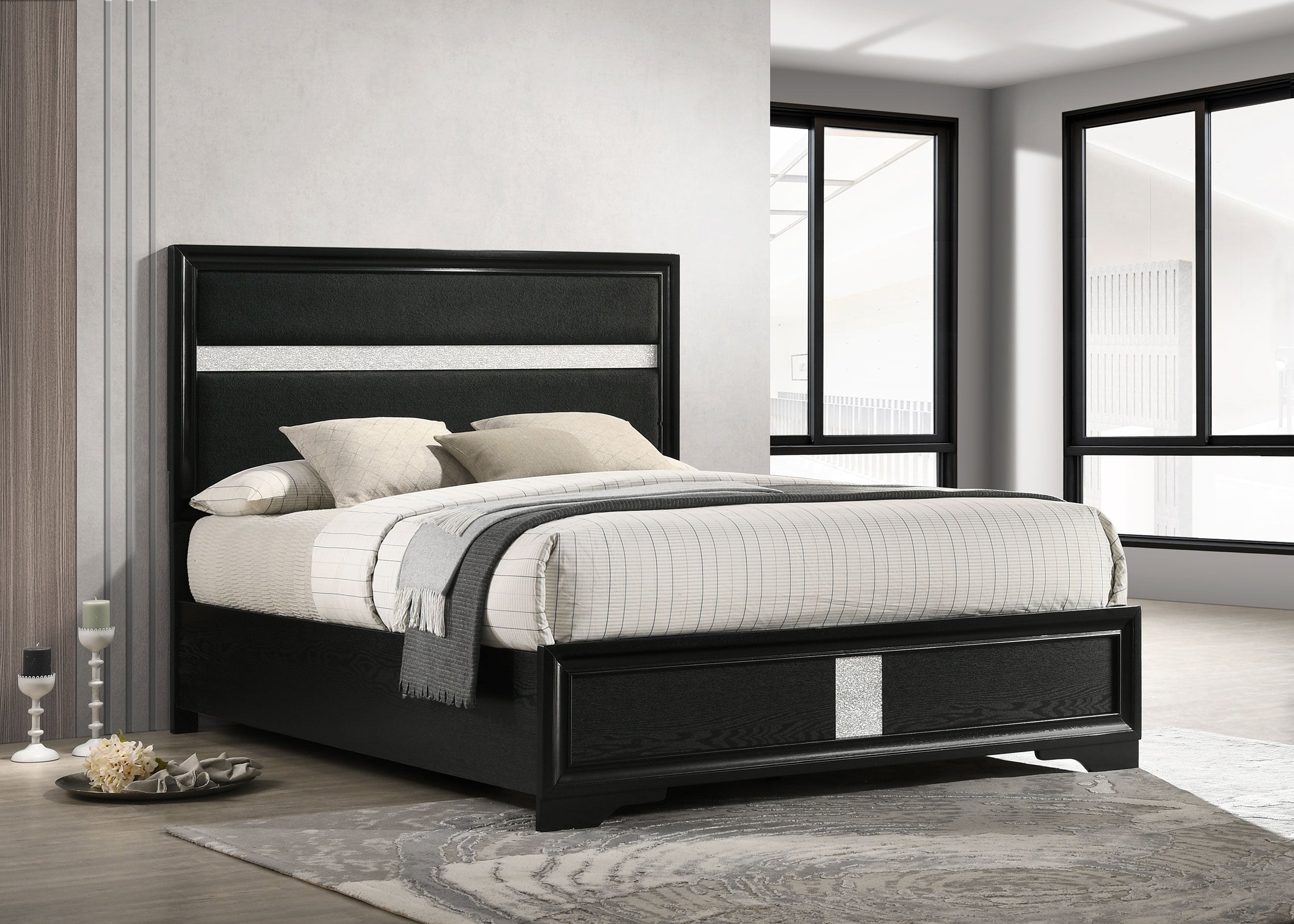 Miranda 51-inch Wood Storage Panel Bed Black