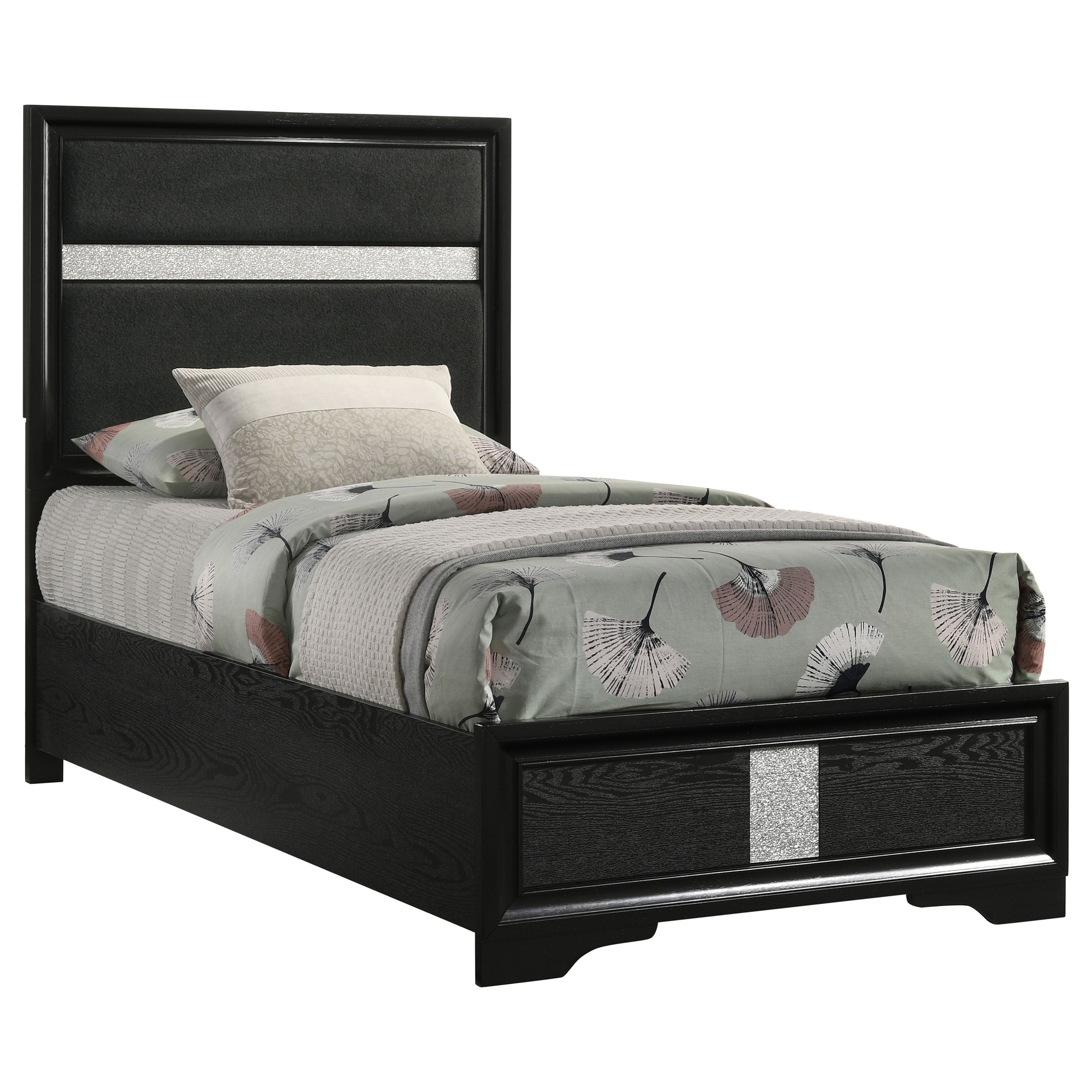 Miranda 51-inch Wood Storage Panel Bed Black