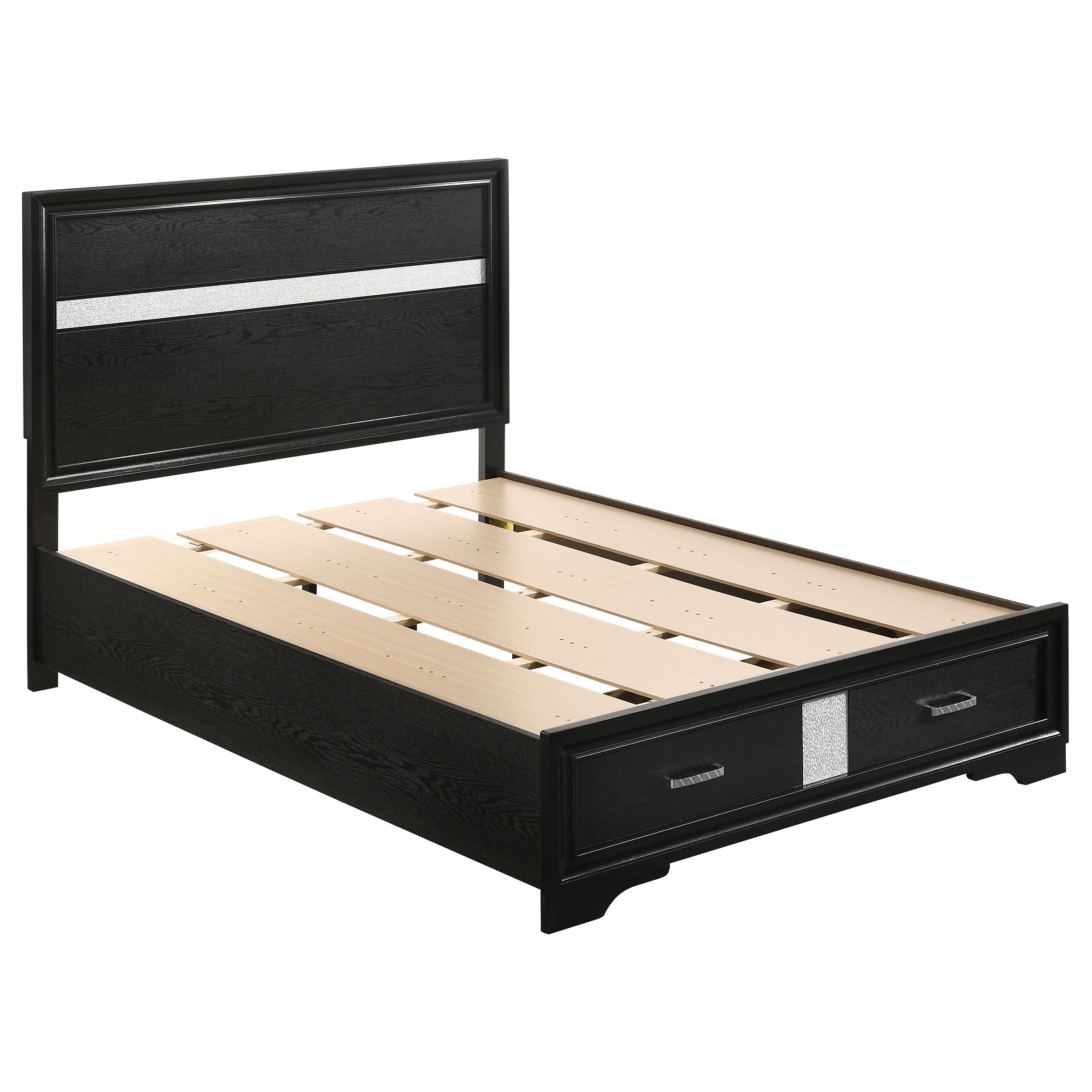 Miranda 51-inch Wood Storage Panel Bed Black