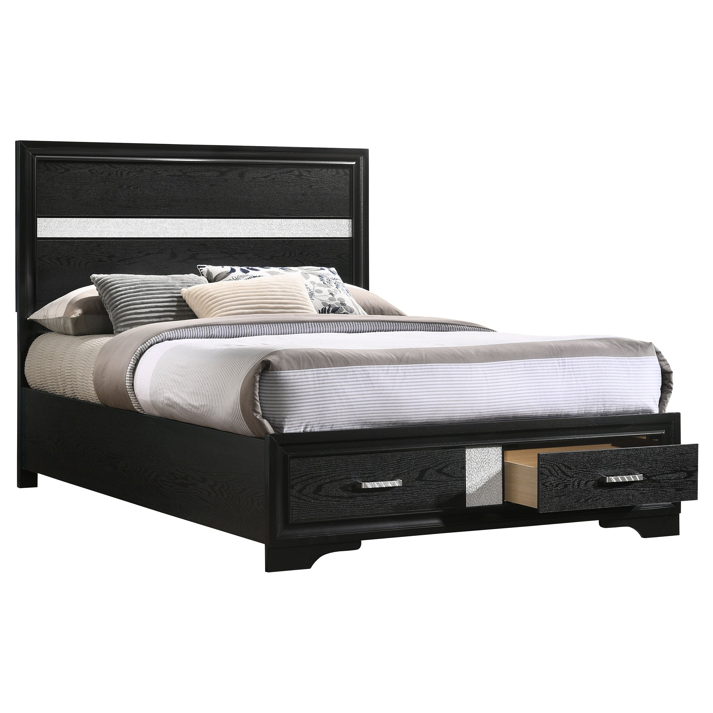 Miranda 51-inch Wood Storage Panel Bed Black