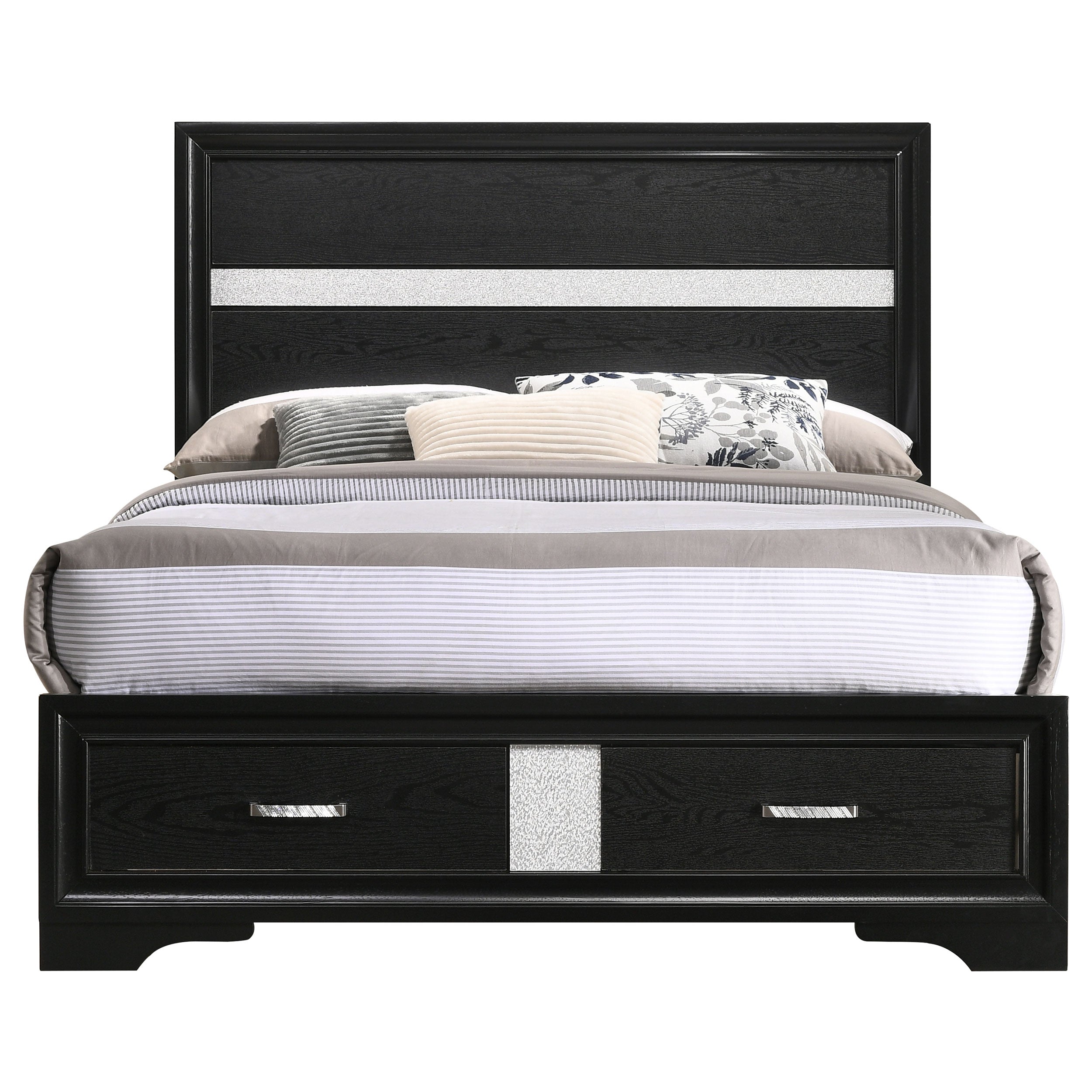 Miranda 51-inch Wood Storage Panel Bed Black