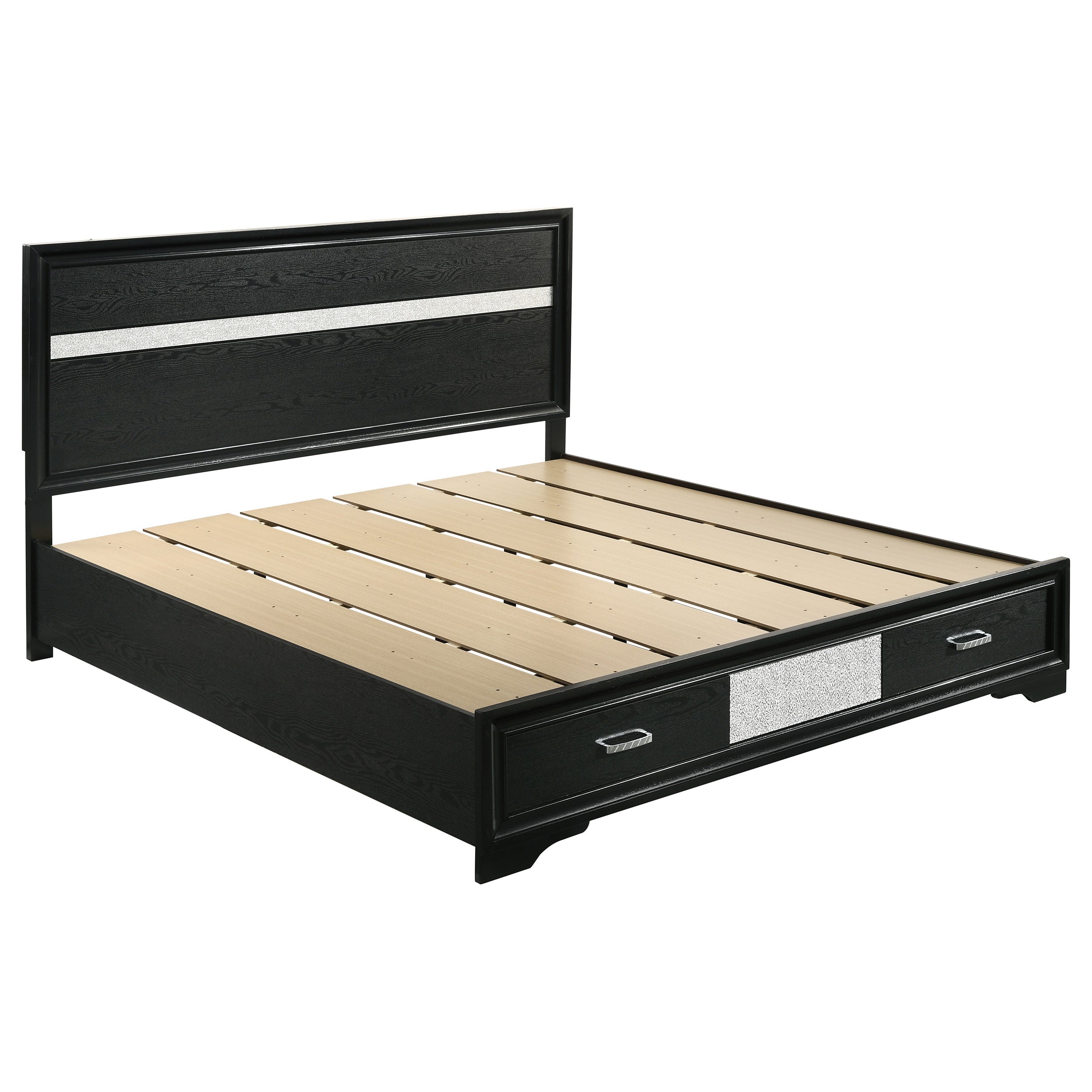 Miranda 51-inch Wood Storage Panel Bed Black