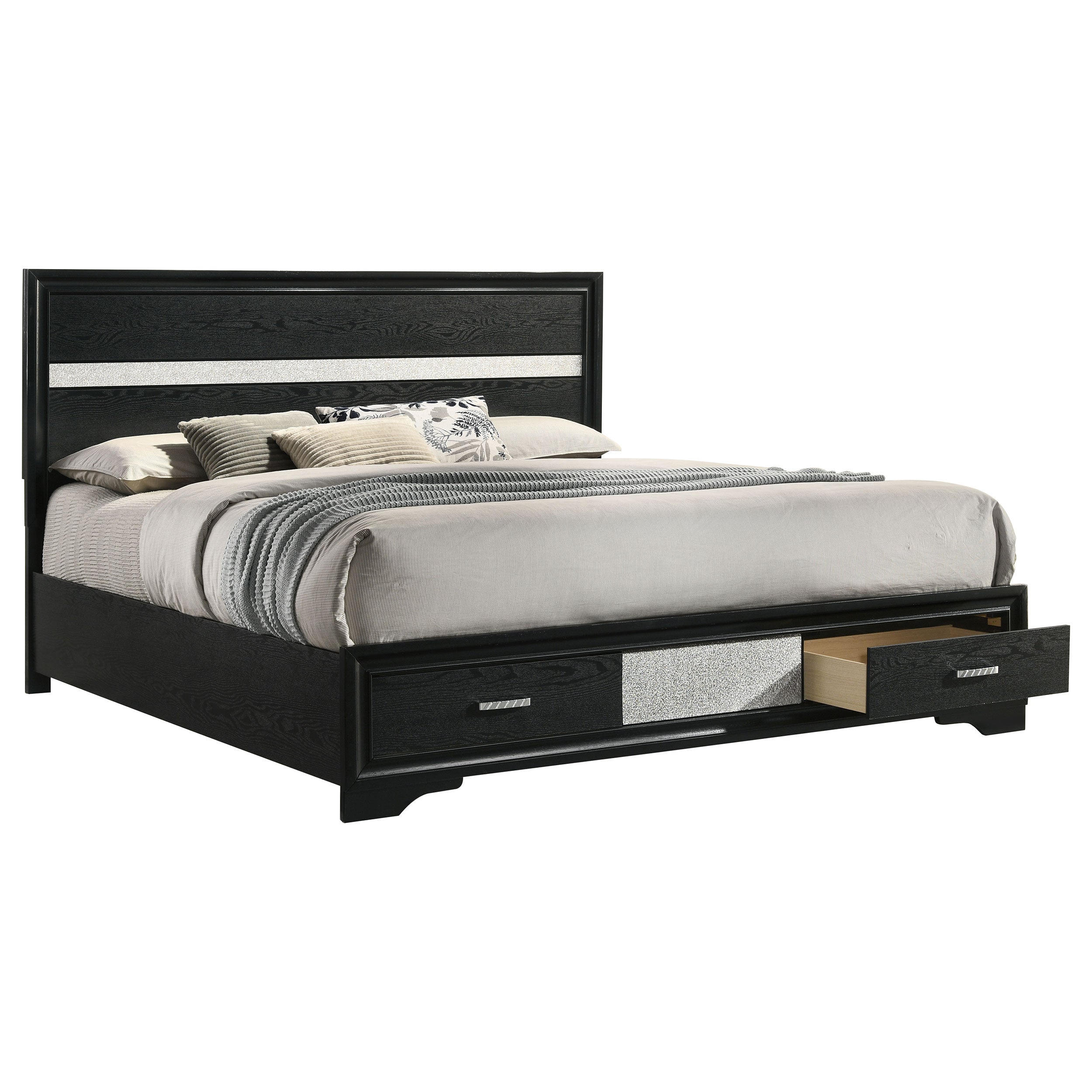 Miranda 51-inch Wood Storage Panel Bed Black