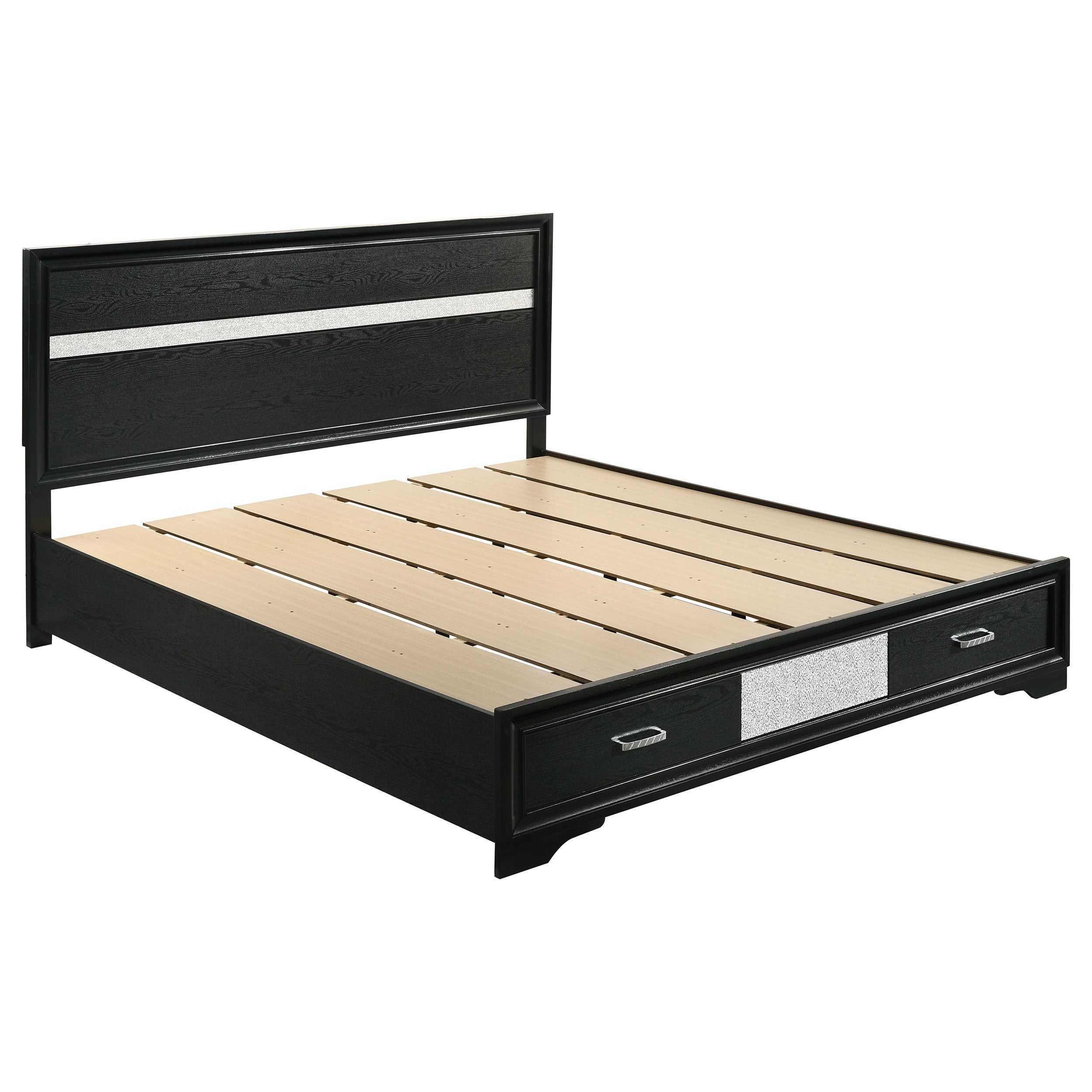 Miranda 51-inch Wood Storage Panel Bed Black