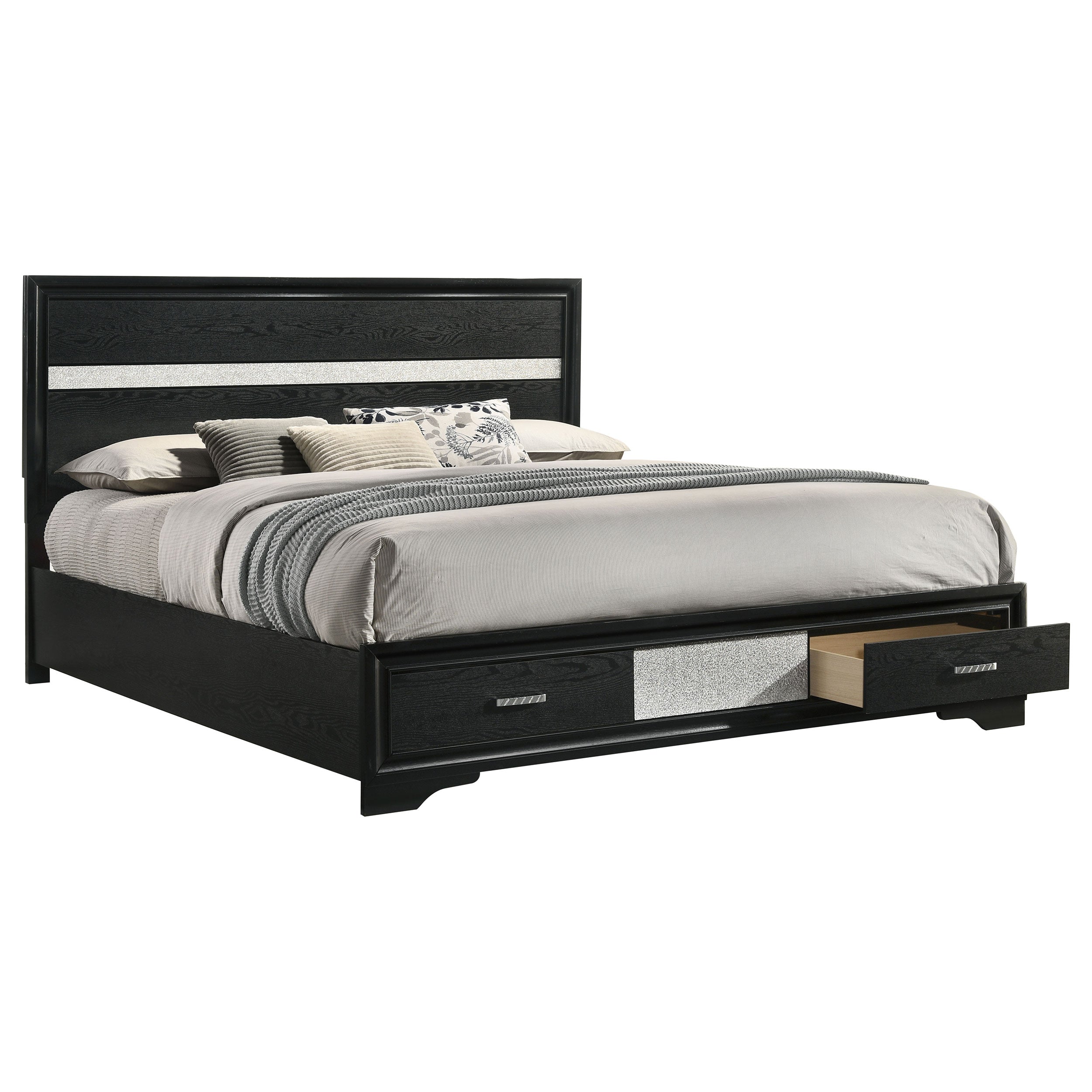 Miranda 51-inch Wood Storage Panel Bed Black