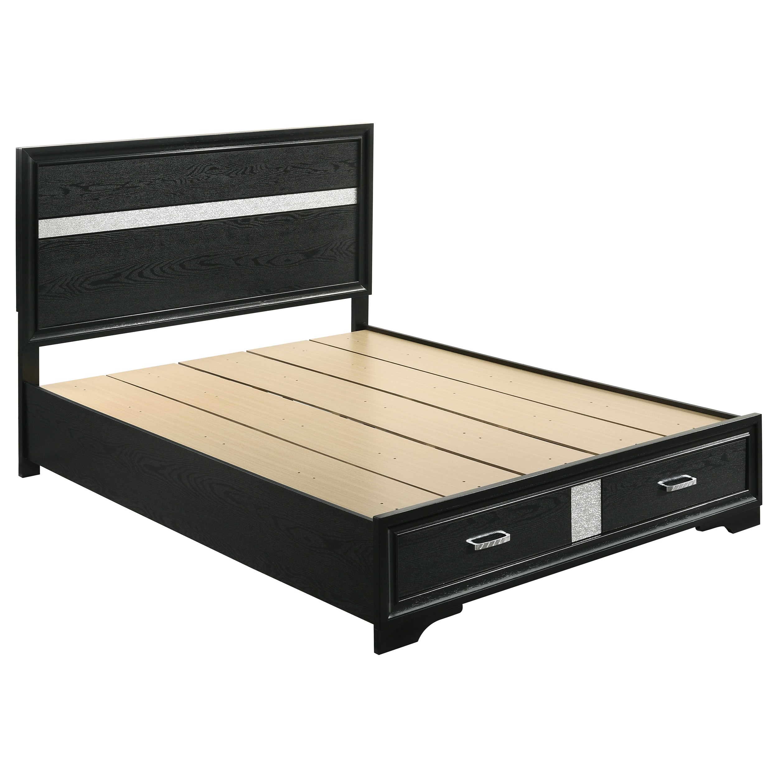 Miranda 51-inch Wood Storage Panel Bed Black