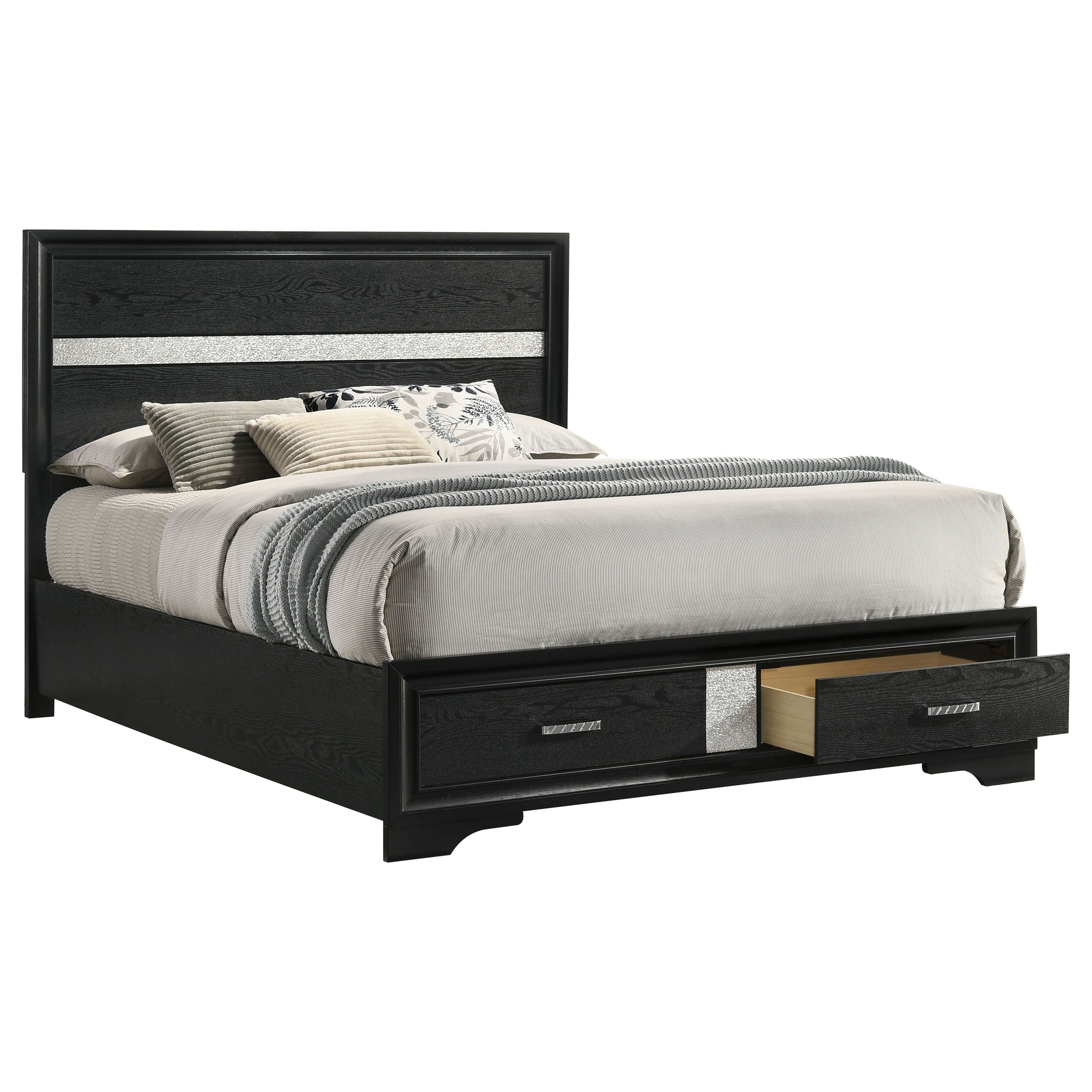 Miranda 51-inch Wood Storage Panel Bed Black