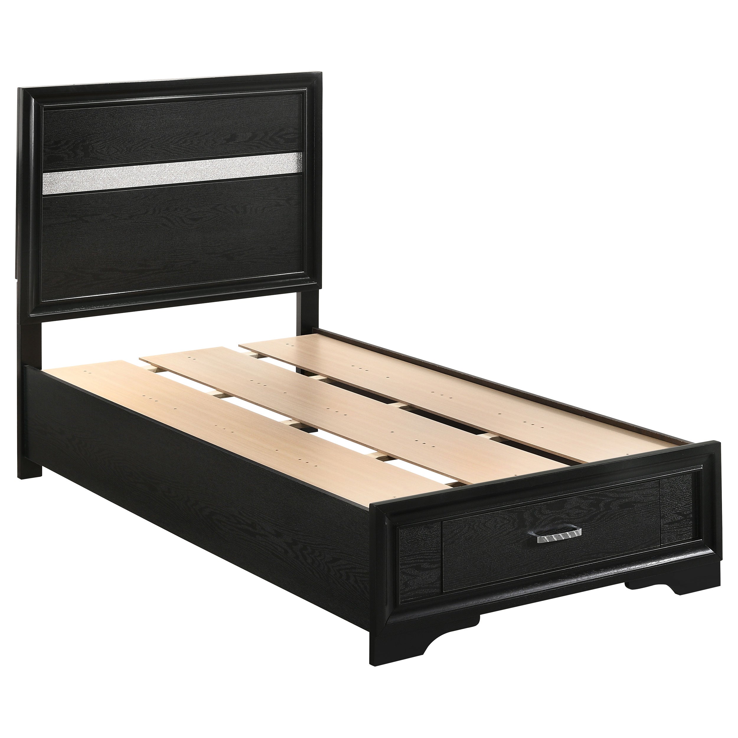 Miranda 51-inch Wood Storage Panel Bed Black