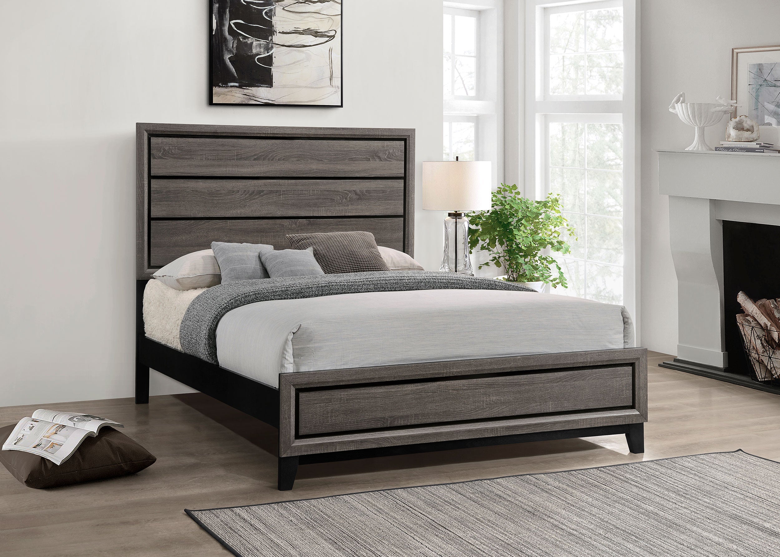 Watson Wood Panel Bed Grey Oak