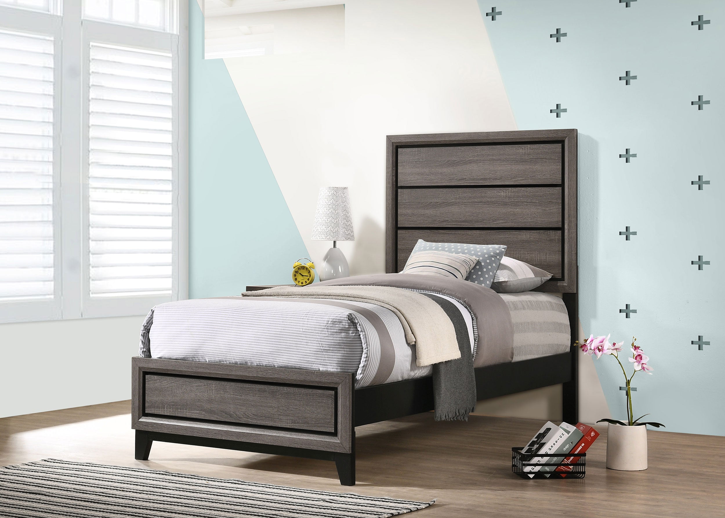 Watson Wood Panel Bed Grey Oak