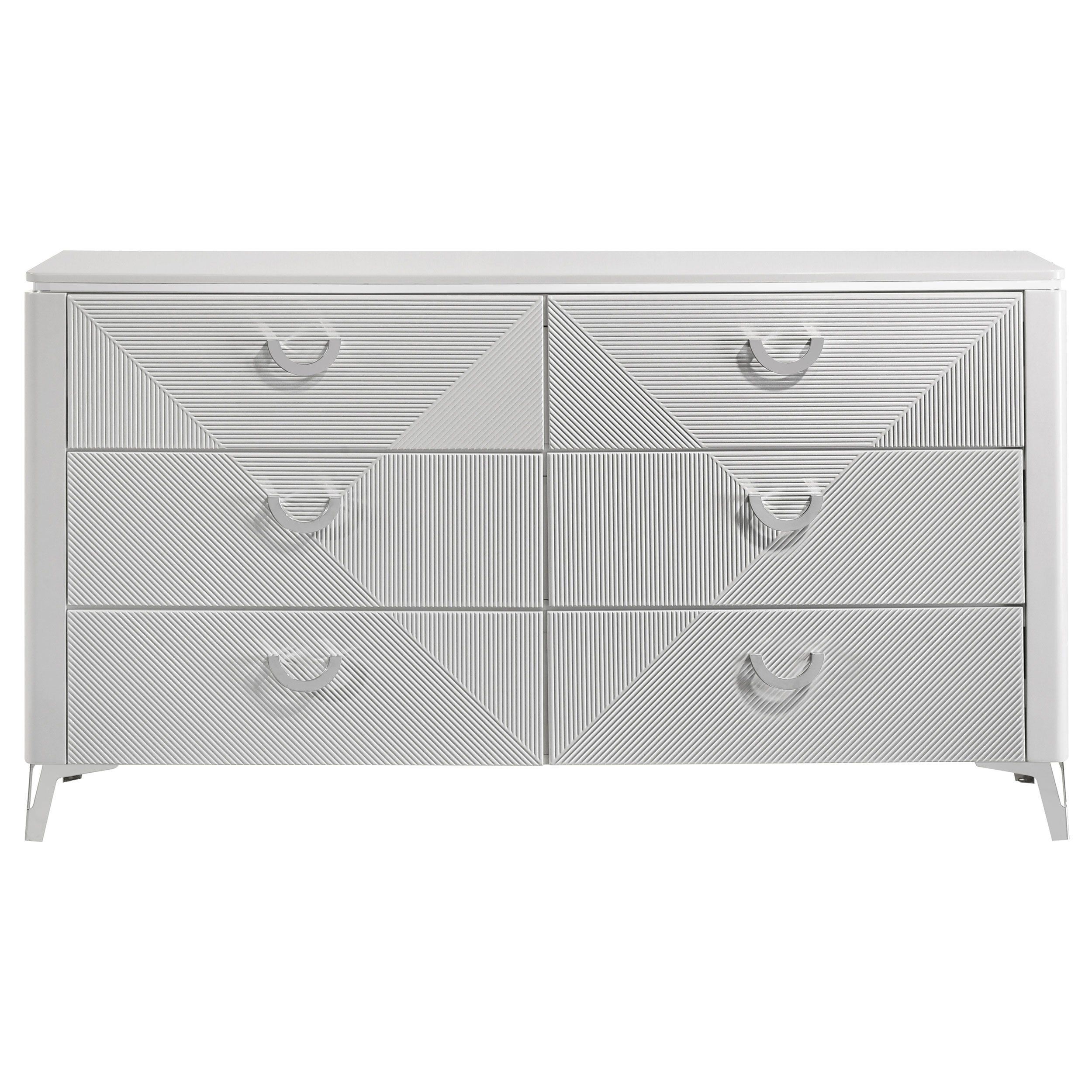 Cassia 6-drawer Bedroom Dresser Cabinet White High Gloss