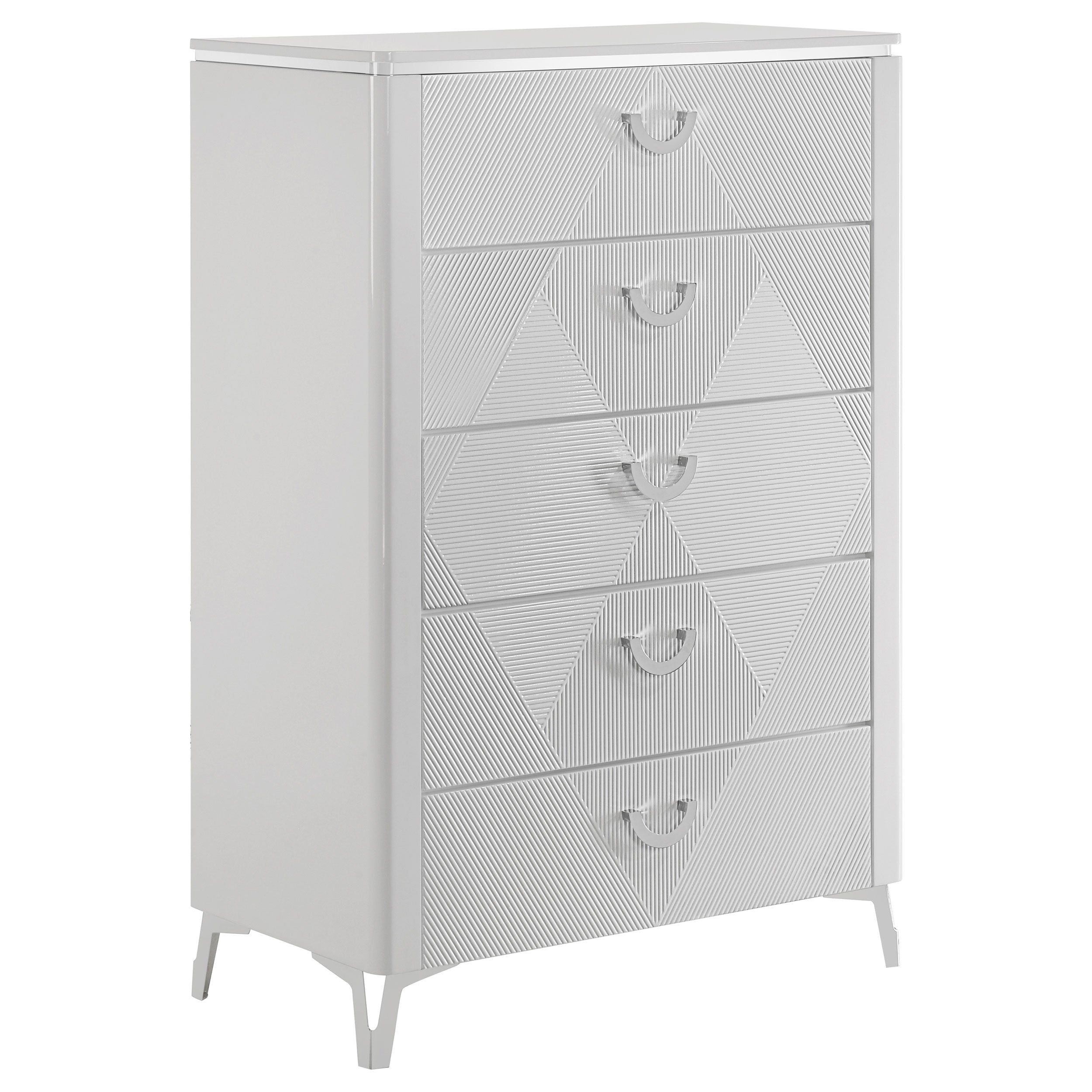 Cassia 5-drawer Bedroom Chest of Drawers White High Gloss