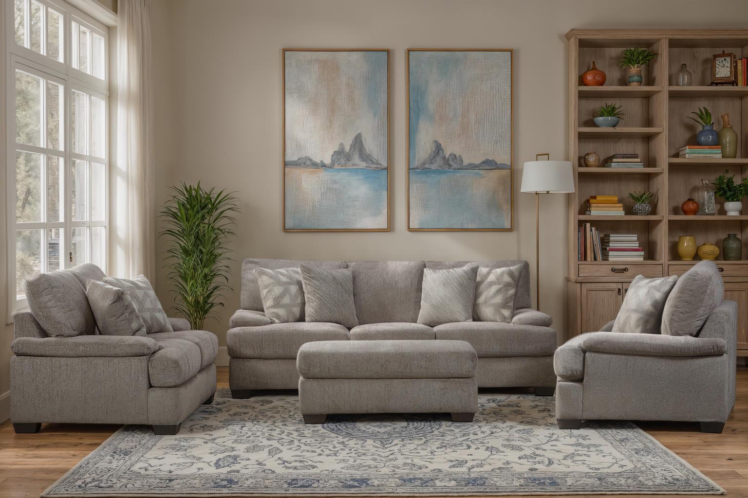 Vega Cement Sofa and Loveseat Set