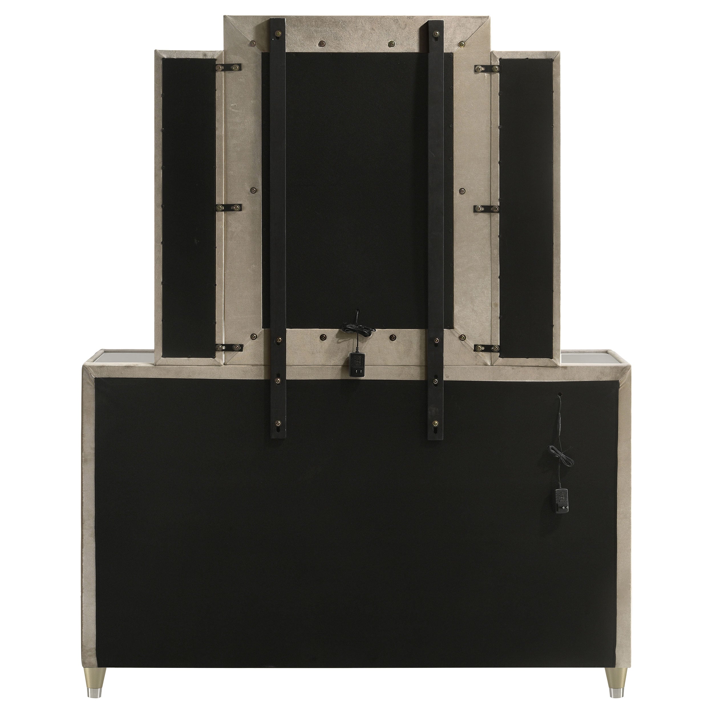 Lorient 8-drawer LED Dresser with Mirror Ivory and Camel