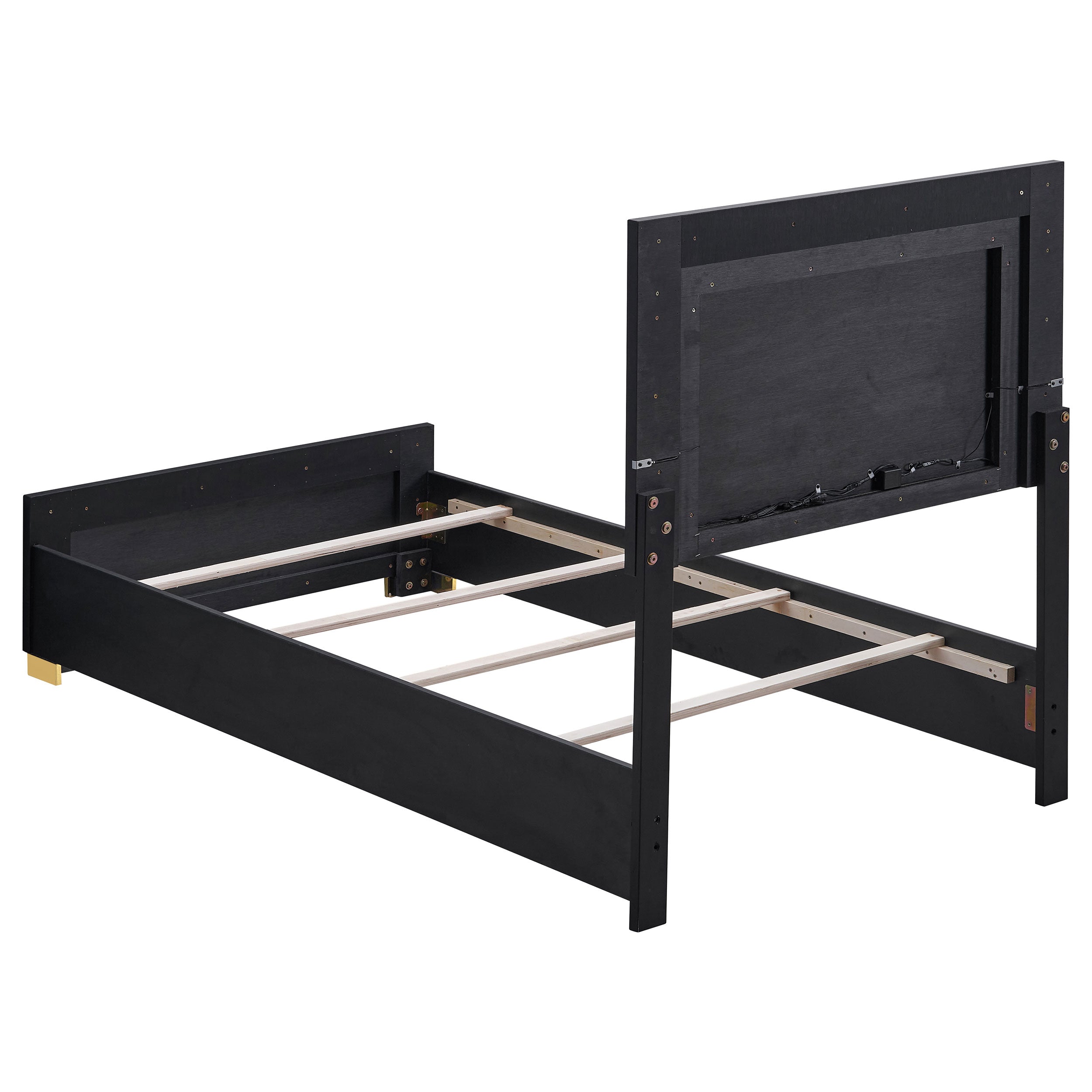 Marceline Wood  LED Panel Bed Black