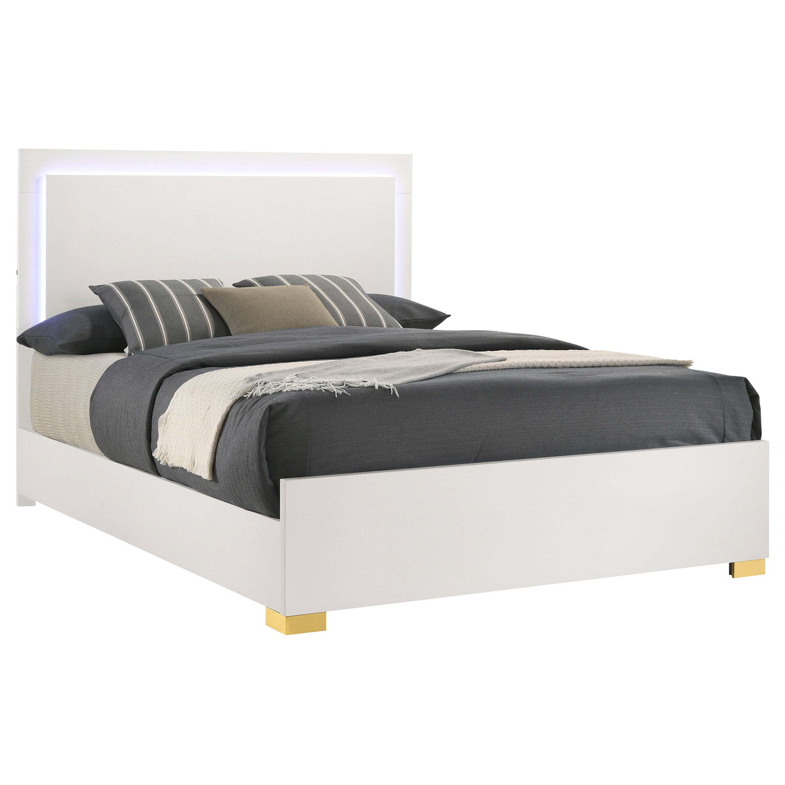 Marceline Wood  LED Panel Bed Black
