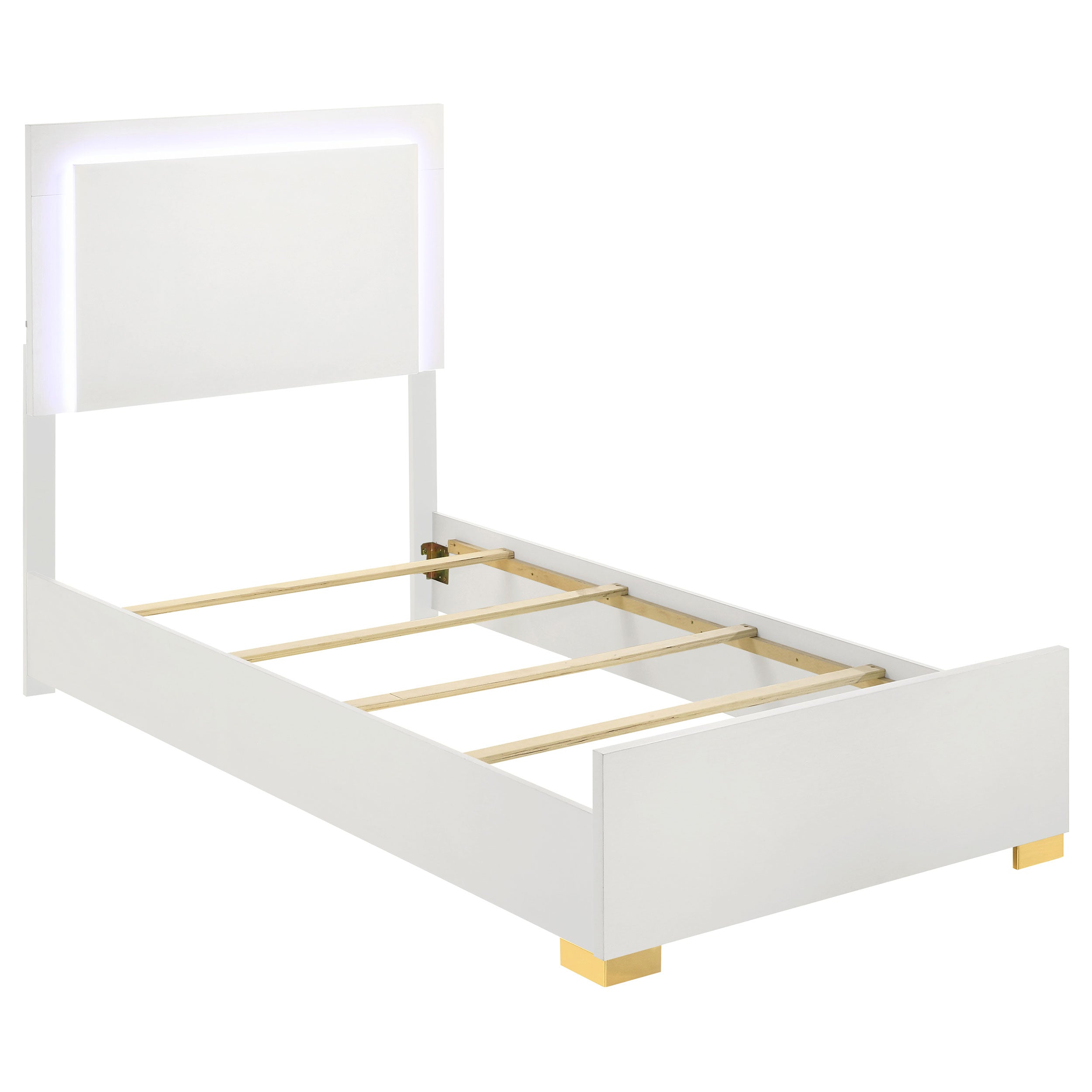 Marceline Wood  LED Panel Bed Black