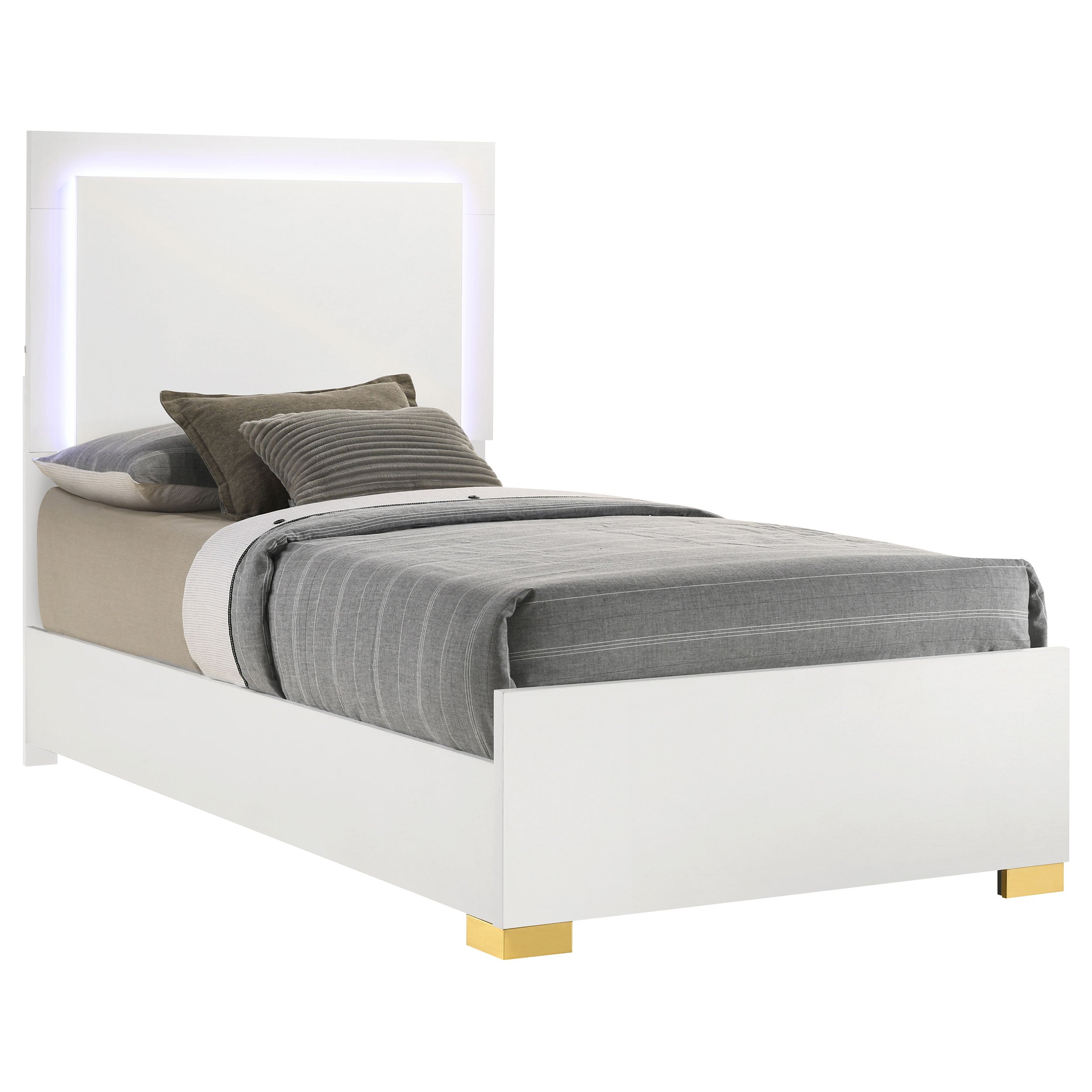 Marceline Wood  LED Panel Bed Black