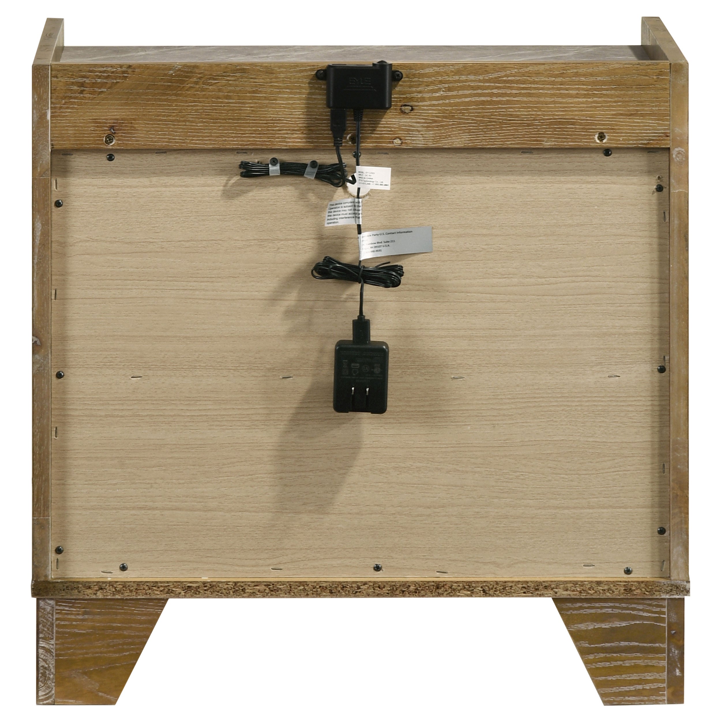 Henderson 1-drawer LED Nightstand Bedside Table Medium Oak